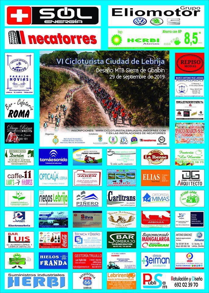 El 29 de septiembre se celebrará la VII Cicloturista Ciudad de Lebrija "Desafío MTB Sierra de Gibalbín"