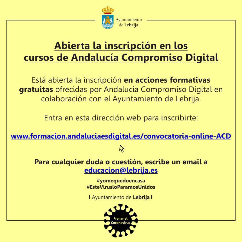 Abierto el plazo de inscripción para realizar cursos online gratuitos impartidos por Andalucía Compromiso Digital