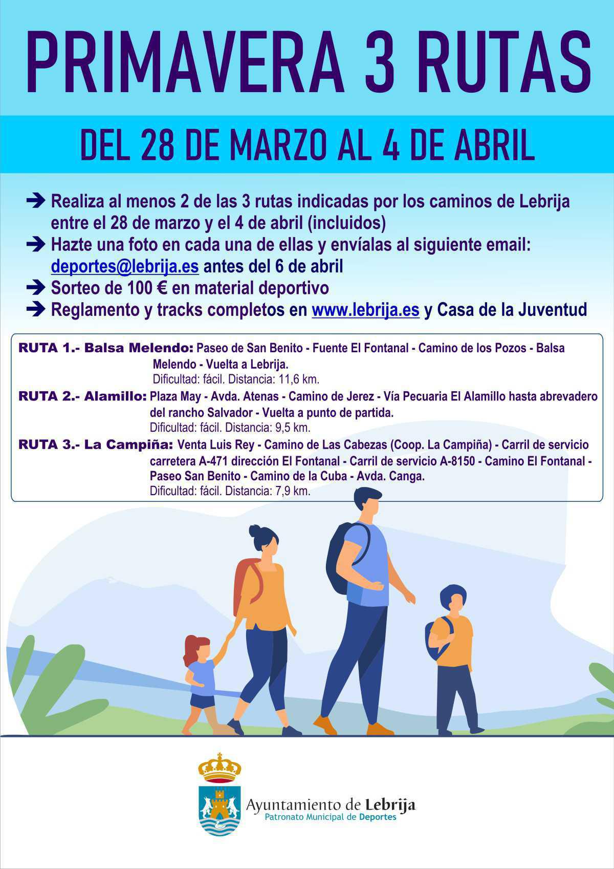 Del 28 de marzo al 4 de abril se celebrará en Lebrija la primera edición de "Primavera 3 Rutas"