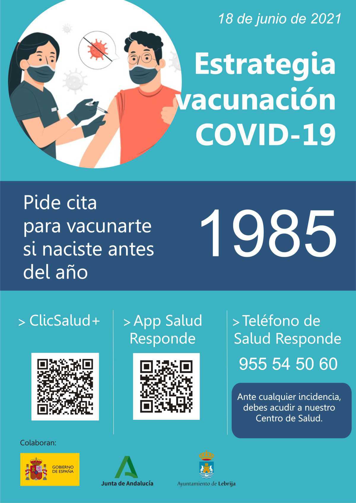 Las personas nacidas en 1985 ya pueden pedir cita para vacunarse contra la Covid-19 