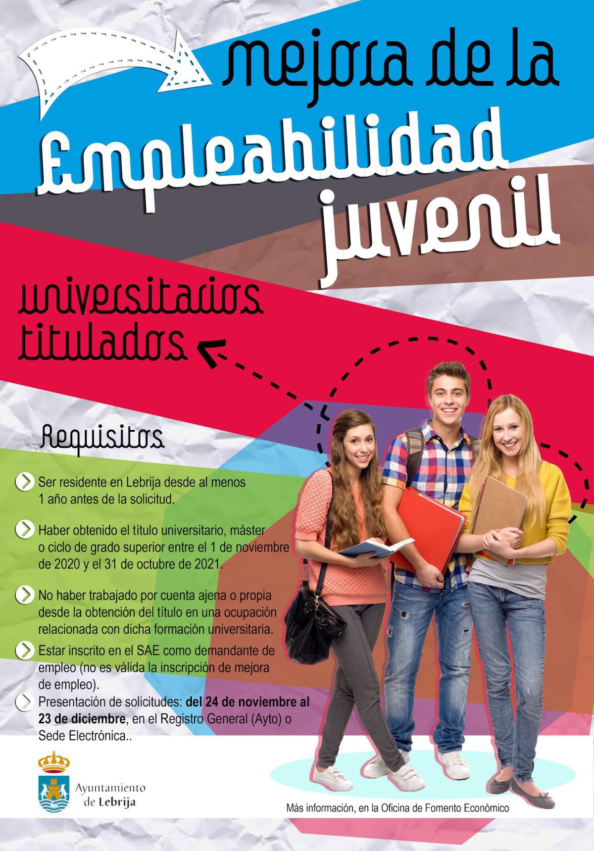 Abierto el plazo de solicitud para participar en el Programa de Mejora de la Empleabilidad Juvenil en Lebrija