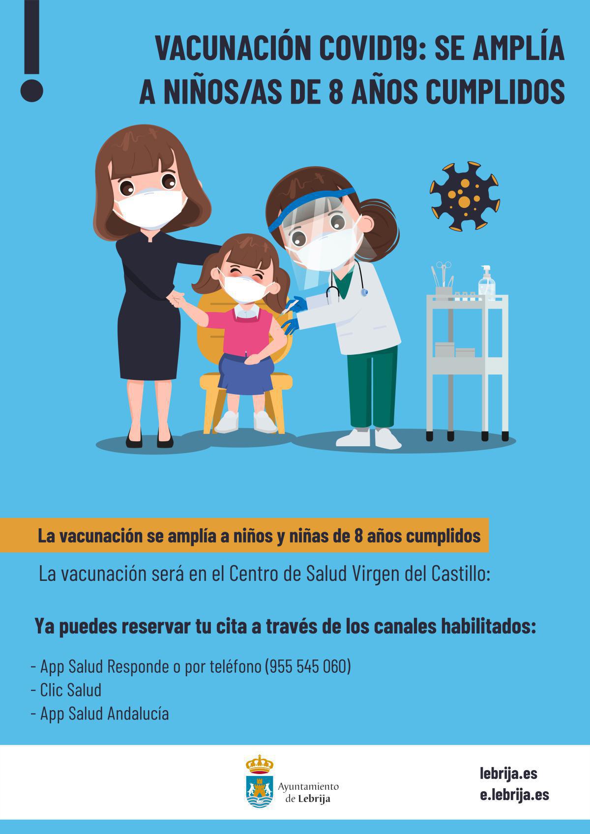 Vacunación COVID-19: ampliada la solicitud de cita a niños y niñas de 8 años