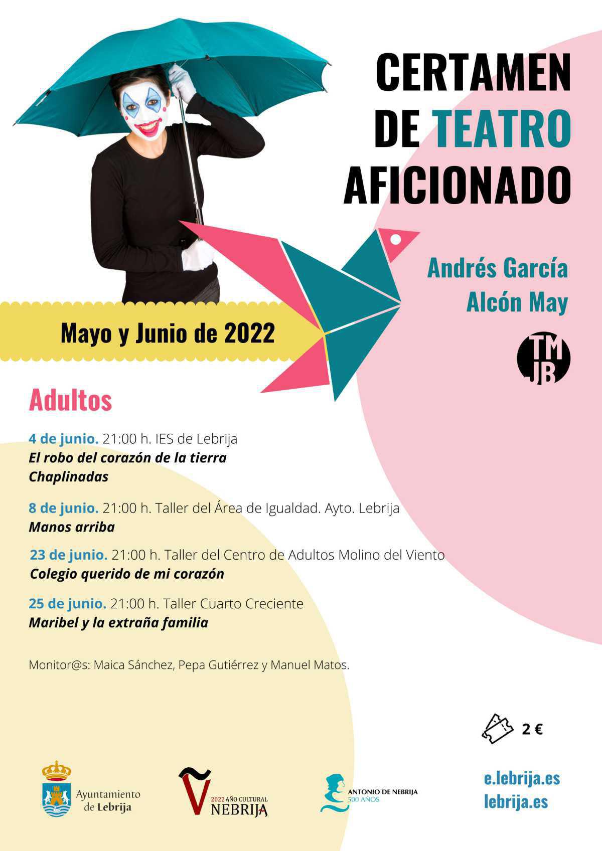 La nueva edición del Certamen de Teatro Aficionado Andrés García Alcón "May" comienza este jueves 5 de mayo La nueva edición del Certamen de Teatro Aficionado Andrés García Alcón "May" comienza este jueves 5 de mayo