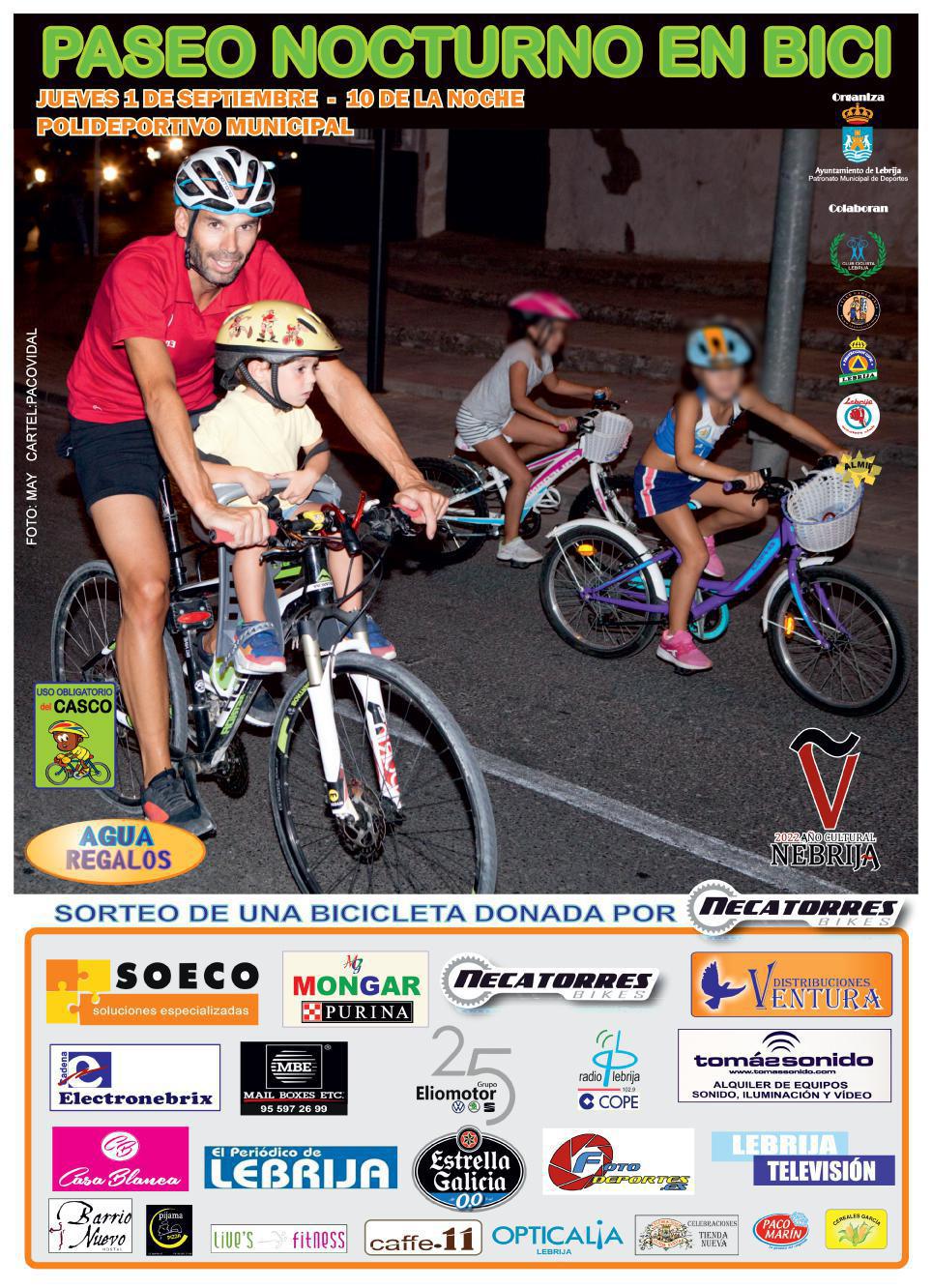 Este jueves, 1 de septiembre, se celebrará el Paseo Nocturno en Bici
