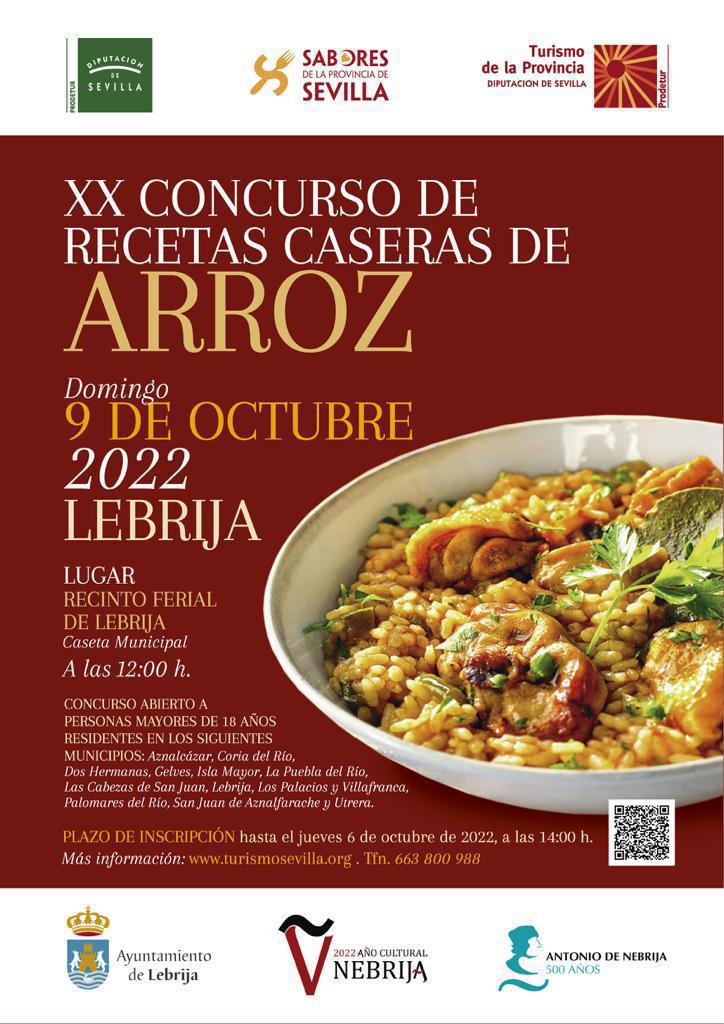 Abierto el plazo de inscripción para participar en el XX Concurso de Recetas Caseras de Arroz que se celebrará en Lebrija Abierto el plazo de inscripción para participar en el XX Concurso de Recetas Caseras de Arroz que se celebrará en Lebrija