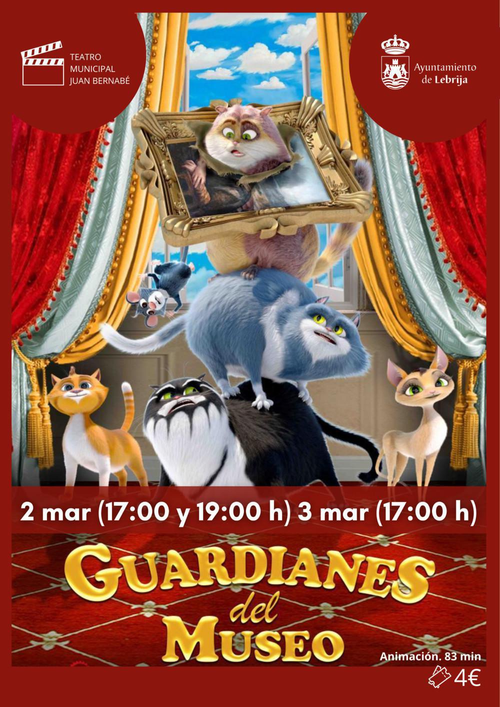 Teatro Municipal Juan Bernabé. Cine de invierno. Guardianes del museo. 2 de marzo (17:00 h y 19:00 h) - 3 de marzo (17:00 h). Teatro Municipal Juan Bernabé. Cine de invierno. Guardianes del museo. 2 de marzo (17:00 h y 19:00 h) - 3 de marzo (17:00 h).
