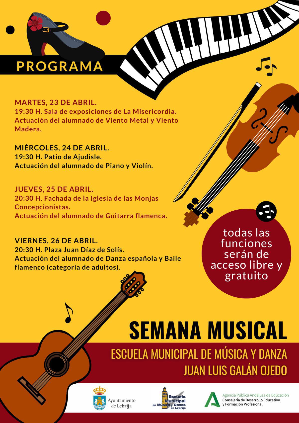 La Escuela de Municipal de Música y Danza celebra su semana musical del 23 al 26 de abril