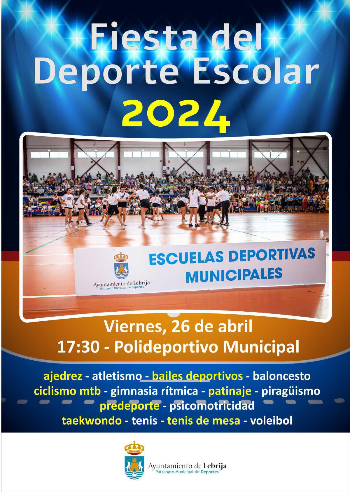 El viernes 26 de abril se celebra la Fiesta del Deporte Escolar 2024