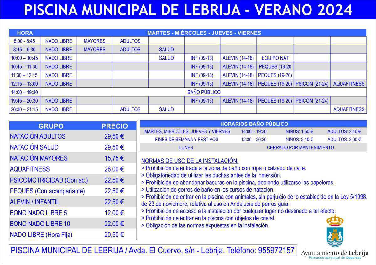 A partir de este lunes 10 de junio se abre el plazo de inscripción en los cursos de natación de la temporada de verano 2024