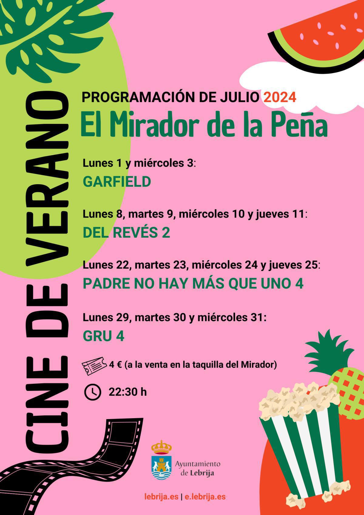 El próximo 1 de julio comenzará la temporada de Cine de Verano en el Mirador de La Peña