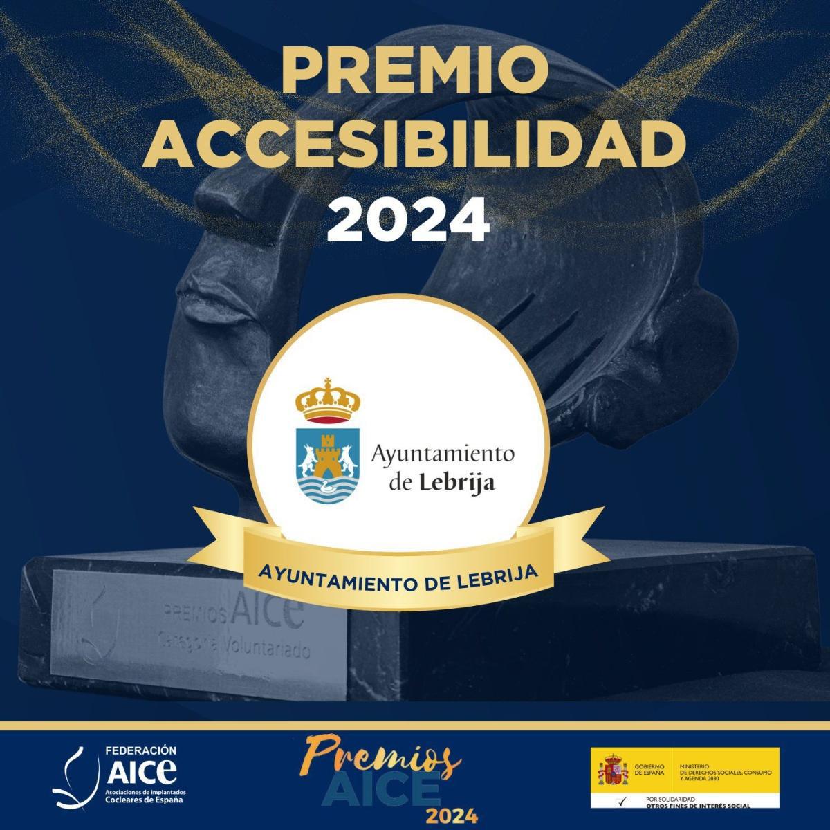 El Ayuntamiento de Lebrija recibe el premio a la accesibilidad, un reconocimiento otorgado por la Federación de Asociaciones de Implantados Cocleares de España