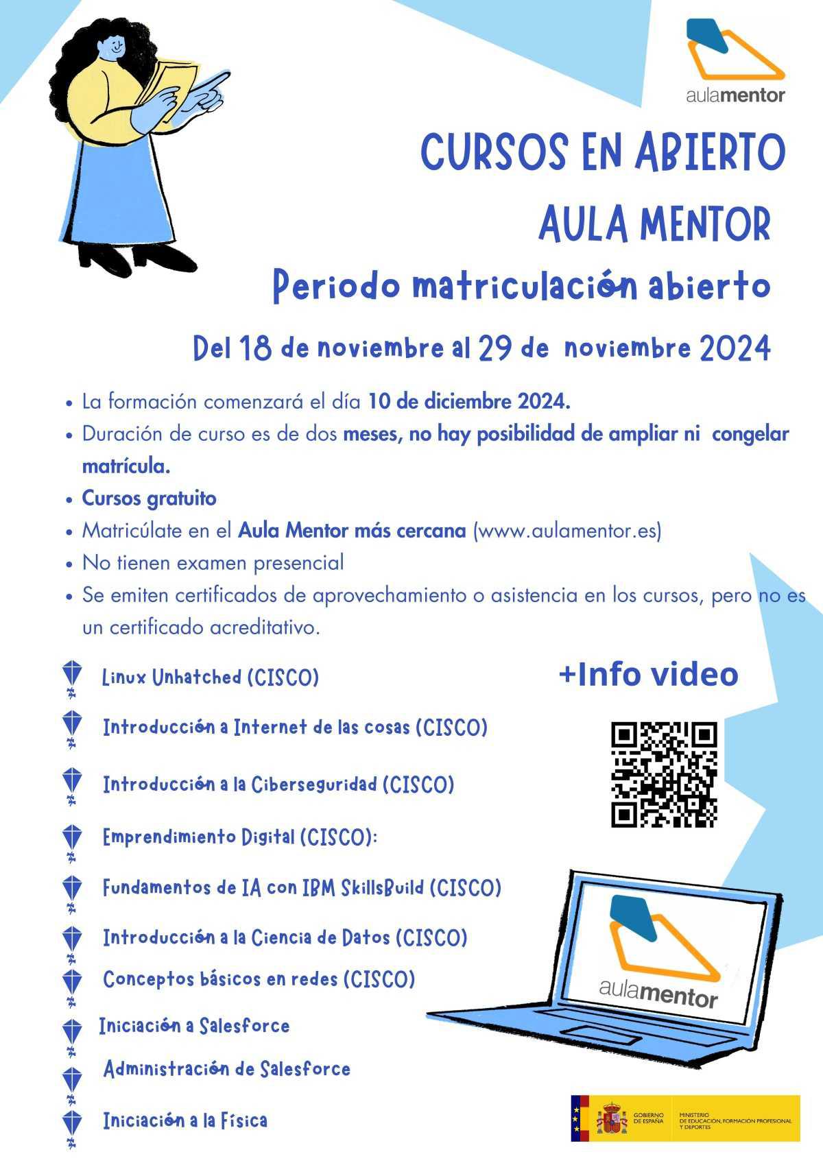  Nueva convocatoria de los cursos gratuitos del Aula Mentor