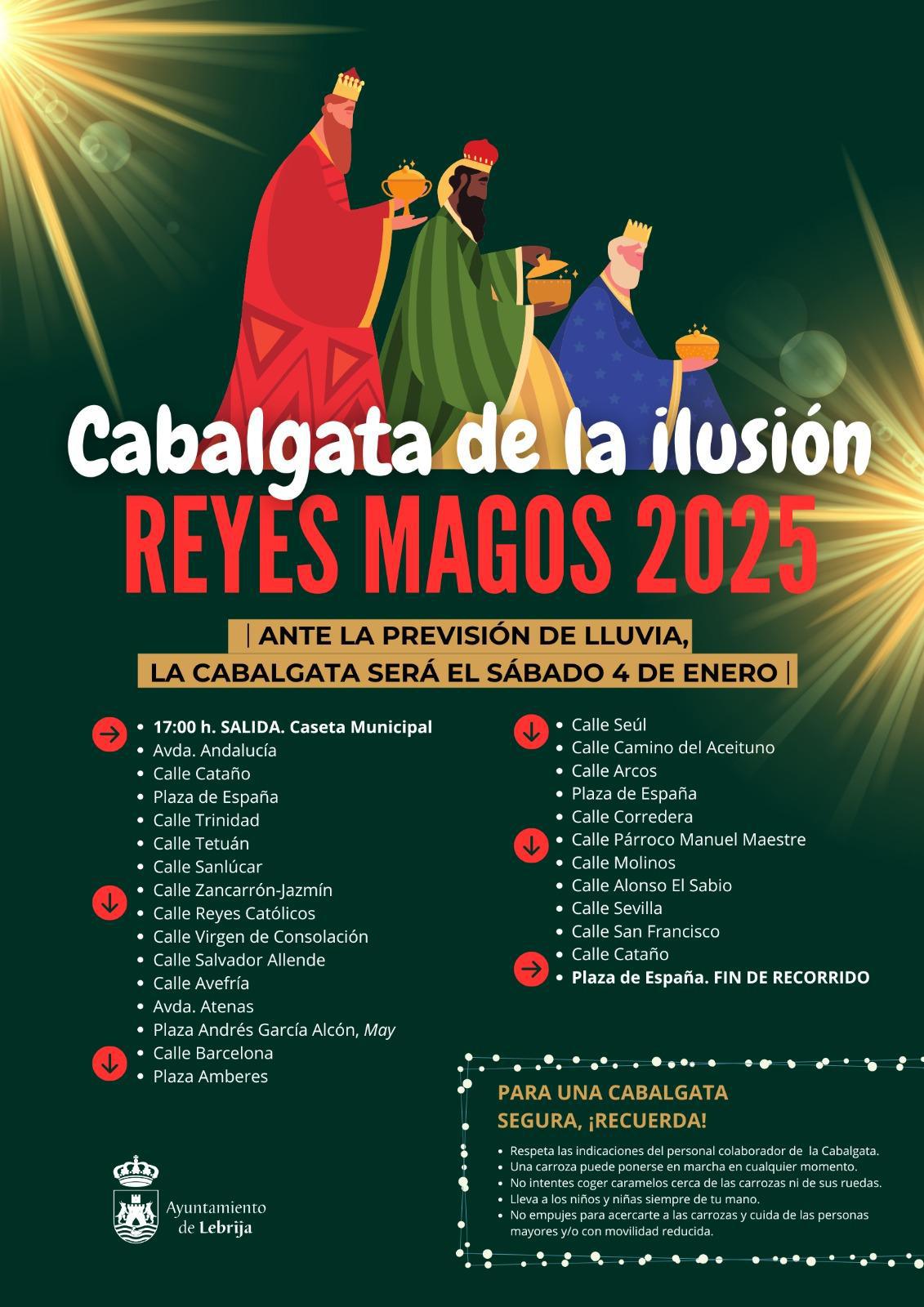 La Cabalgata de Reyes Magos se adelanta al sábado 4 de enero