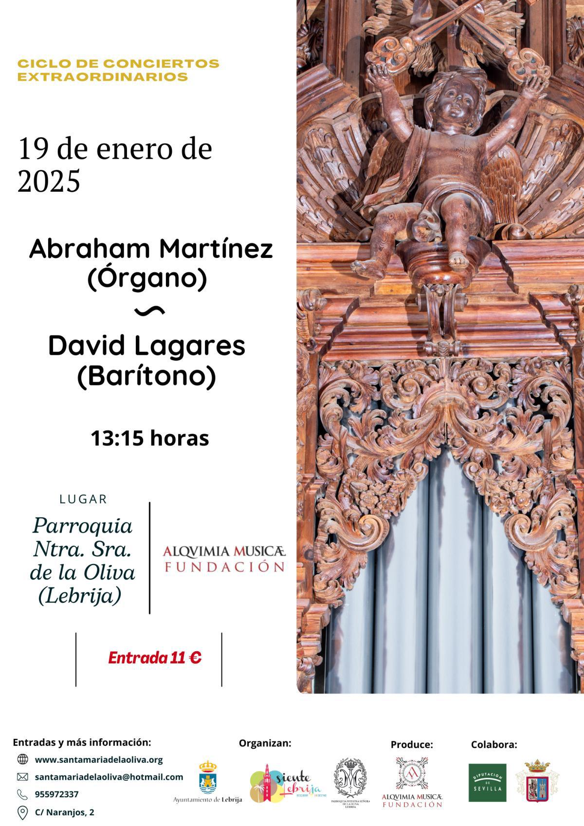 Continúa el Ciclo de Órgano de la Parroquia de la Oliva con el organista Abraham Martínez y el barítono David Lagares