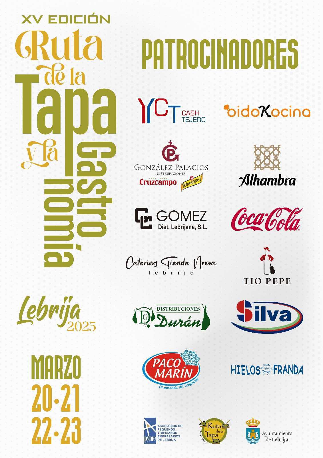 La XV Ruta de la Tapa se desarrolla en Lebrija del 20 al 23 de marzo La XV Ruta de la Tapa se desarrolla en Lebrija del 20 al 23 de marzo