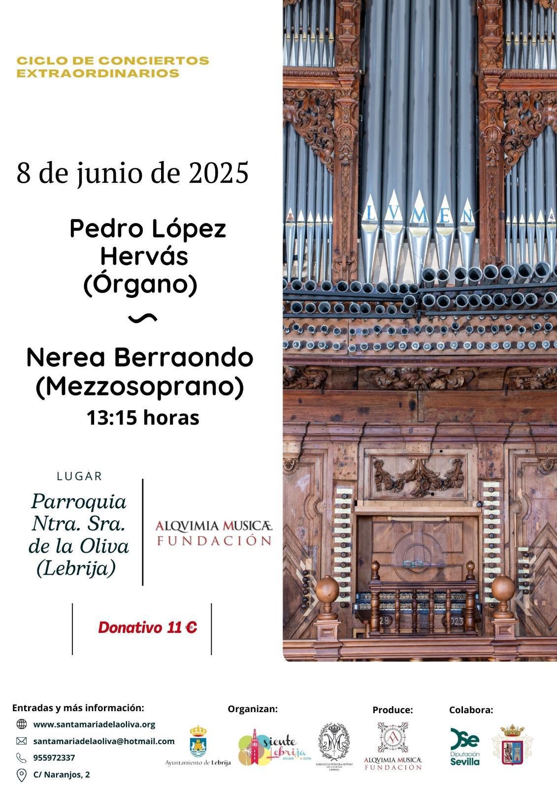 El domingo 8 de junio concluirá el ciclo de conciertos extraordinarios de órgano de la Parroquia Nuestra Señora de la Oliva