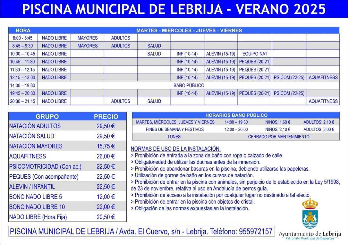 Se abre el plazo de inscripción en los cursos de natación de la temporada de verano 2025