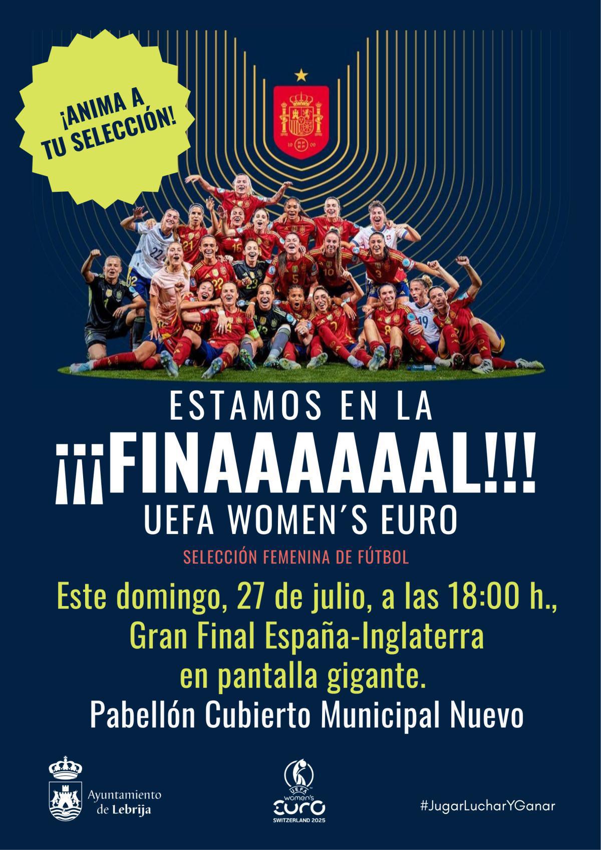Pantalla gigante para animar a la Selección Femenina de Fútbol en la final contra Inglaterra