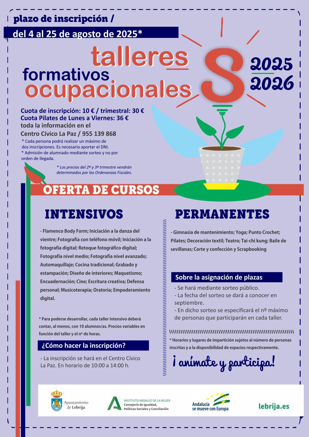 Talleres Formativos Ocupacionales e Intensivos: abierta inscripción del 4 al 25 de agosto