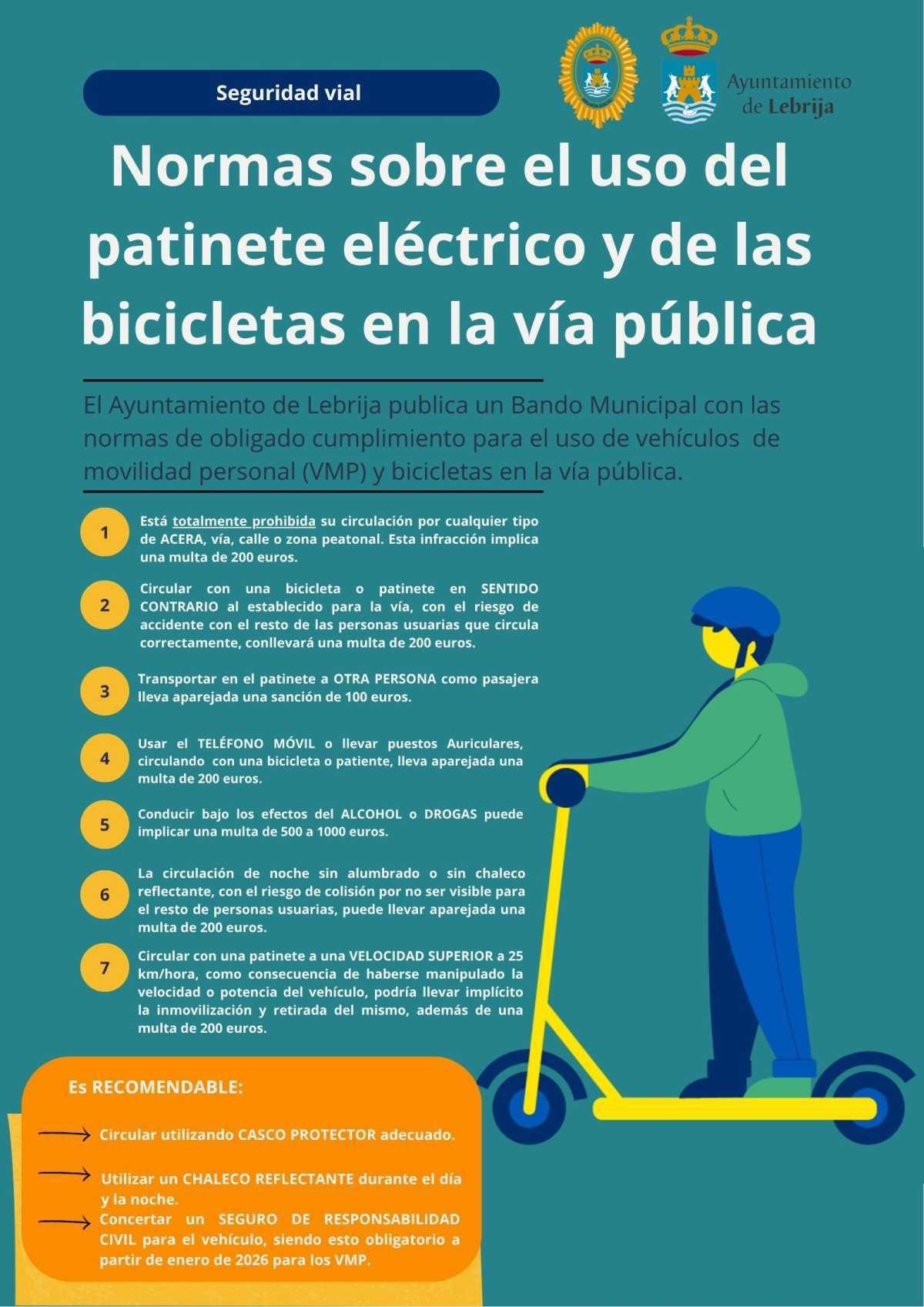 Regulado el uso de bicicletas y patinete eléctrico en Lebrija