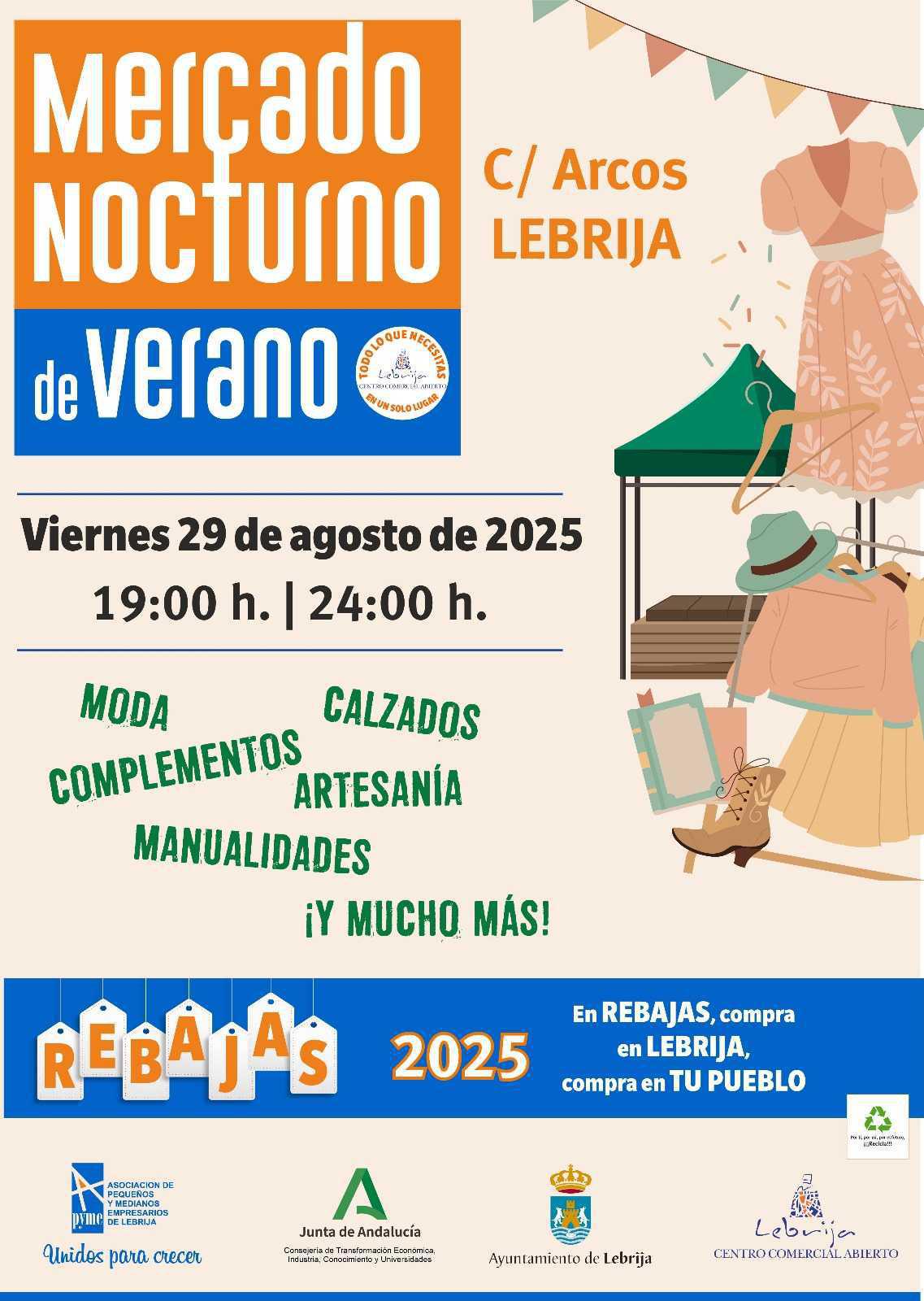  El 29 de agosto se celebrará en Lebrija un Mercado Nocturno de Verano coincidiendo con el Festival Plaza Sound