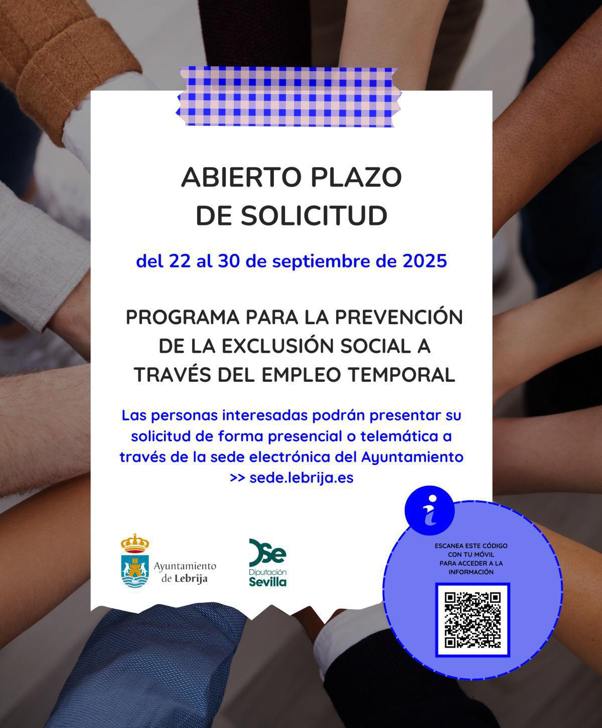 Abierto el periodo de solicitudes para la nueva convocatoria del Programa para la Prevención de la Exclusión Social 2025