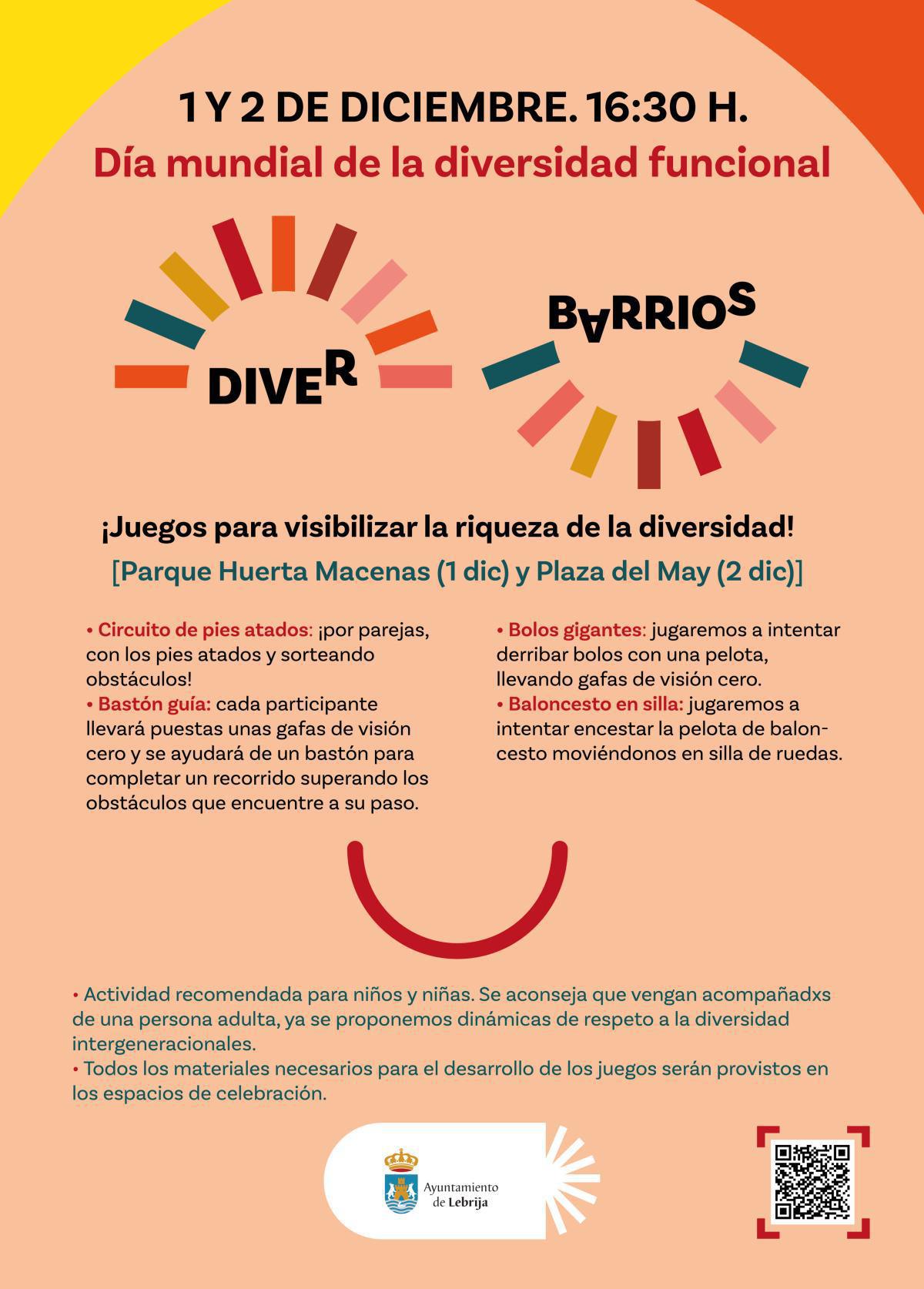 Lebrija celebrará el Día Mundial de la Diversidad Funcional con la actividad “DiverBarrios” los días 1 y 2 de diciembre