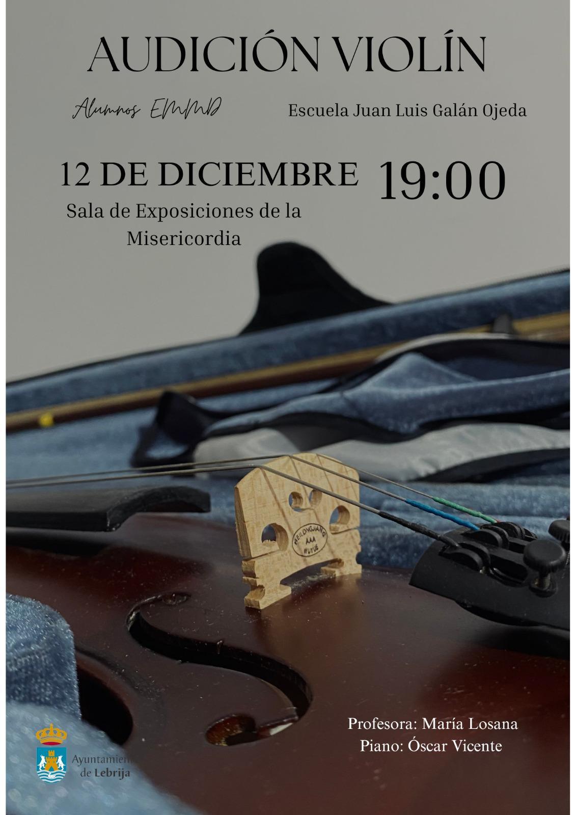 La tradicional audición de violín se celebrará este viernes 12 de diciembre en la Sala de la Misericordia 