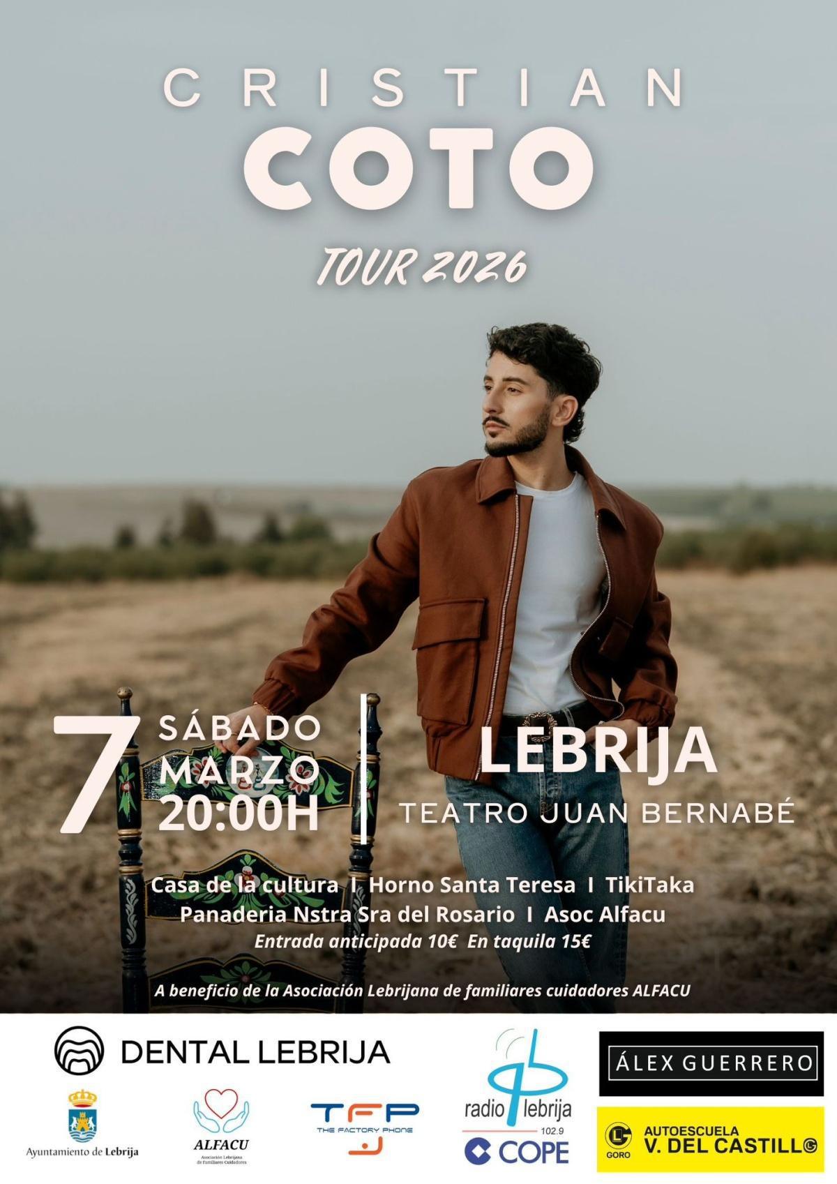 Cristian Coto inaugura su tour 2026 en Lebrija el próximo 7 de marzo