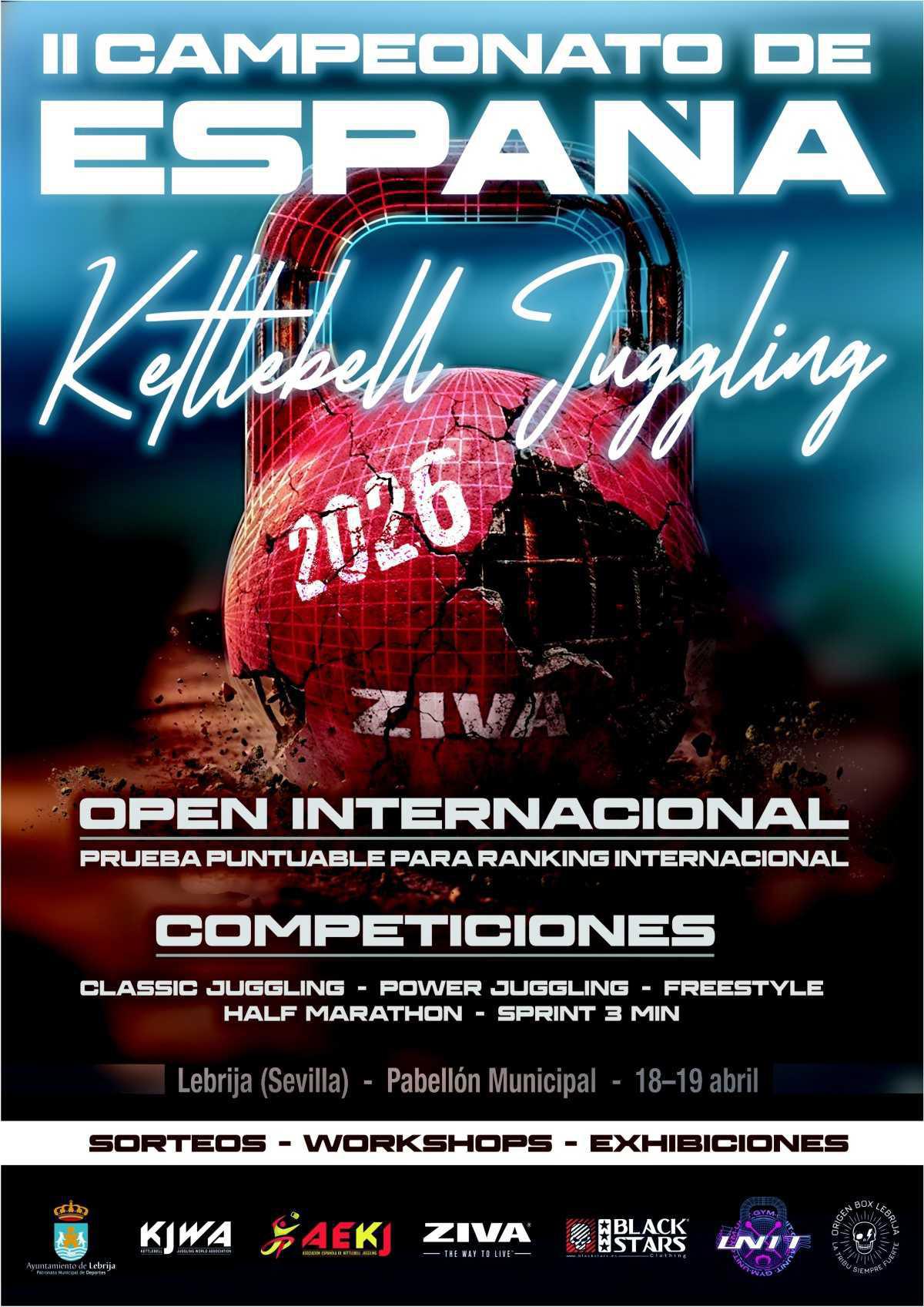 El II Campeonato de España de kettlebell Juggling se celebrará en Lebrija los días 18 y 19 de abril de 2026