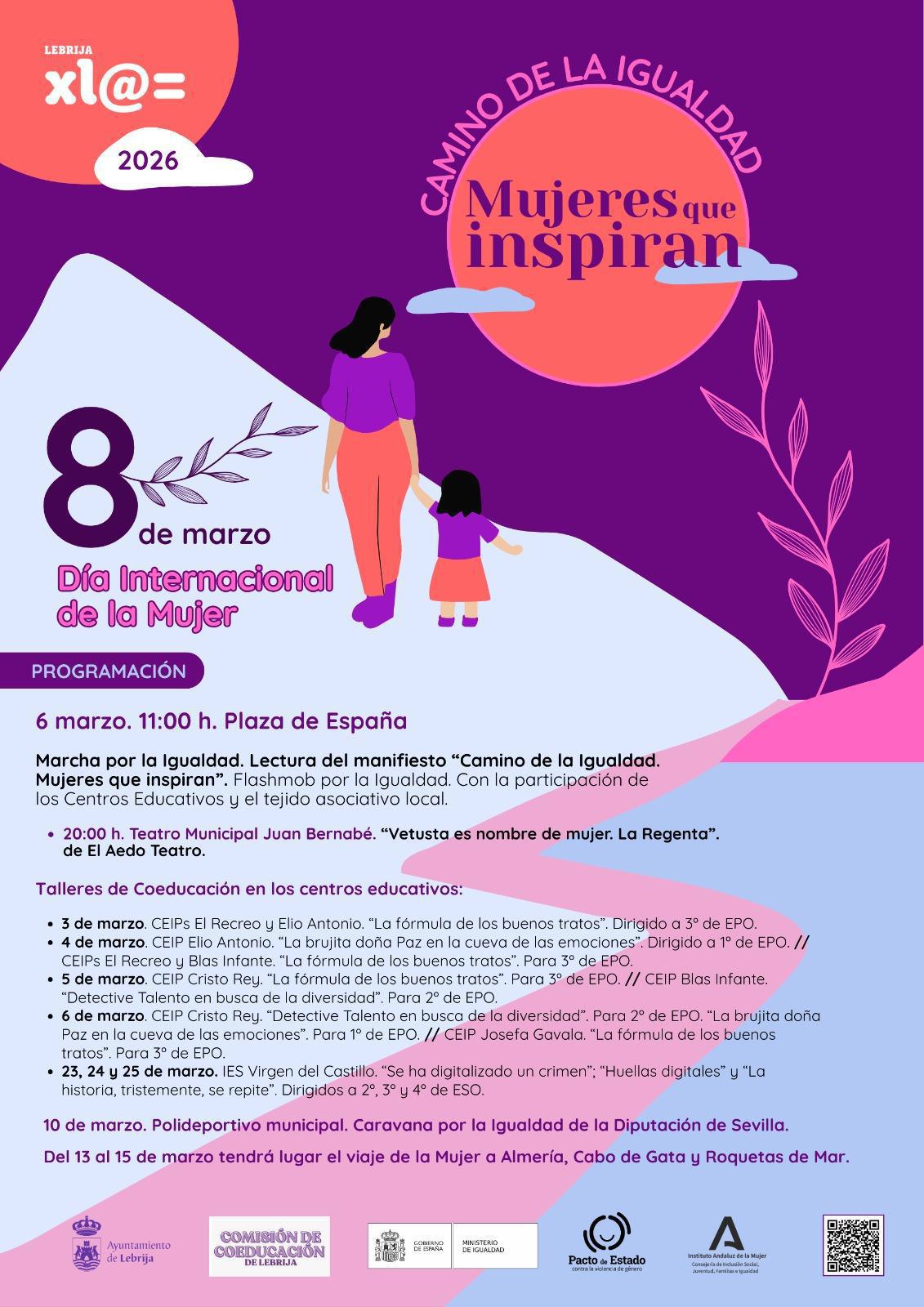 “Camino de la igualdad. Mujeres que inspiran”: Lebrija celebra el Día Internacional de la Mujer con una programación educativa y participativa