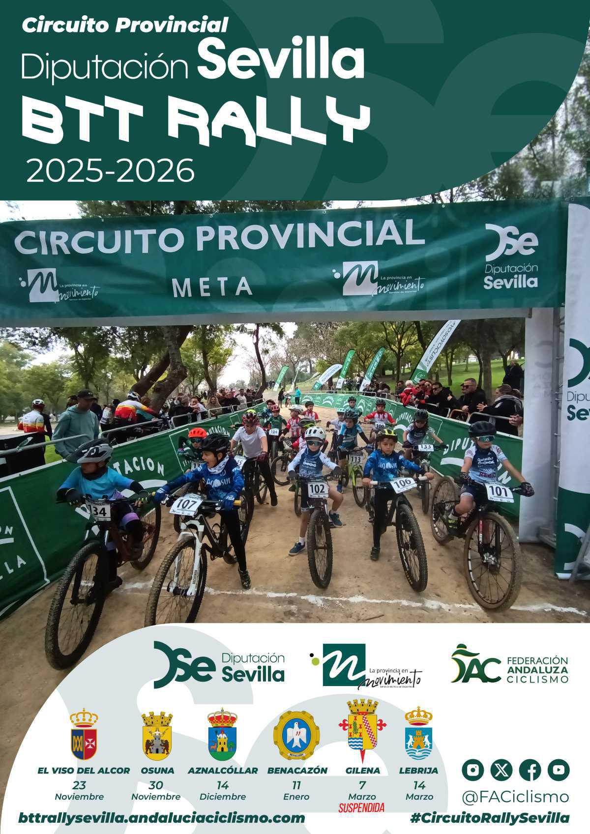Lebrija será el escenario de la última prueba del Circuito Provincial de Sevilla de BTT Rally el próximo sábado 14 de marzo