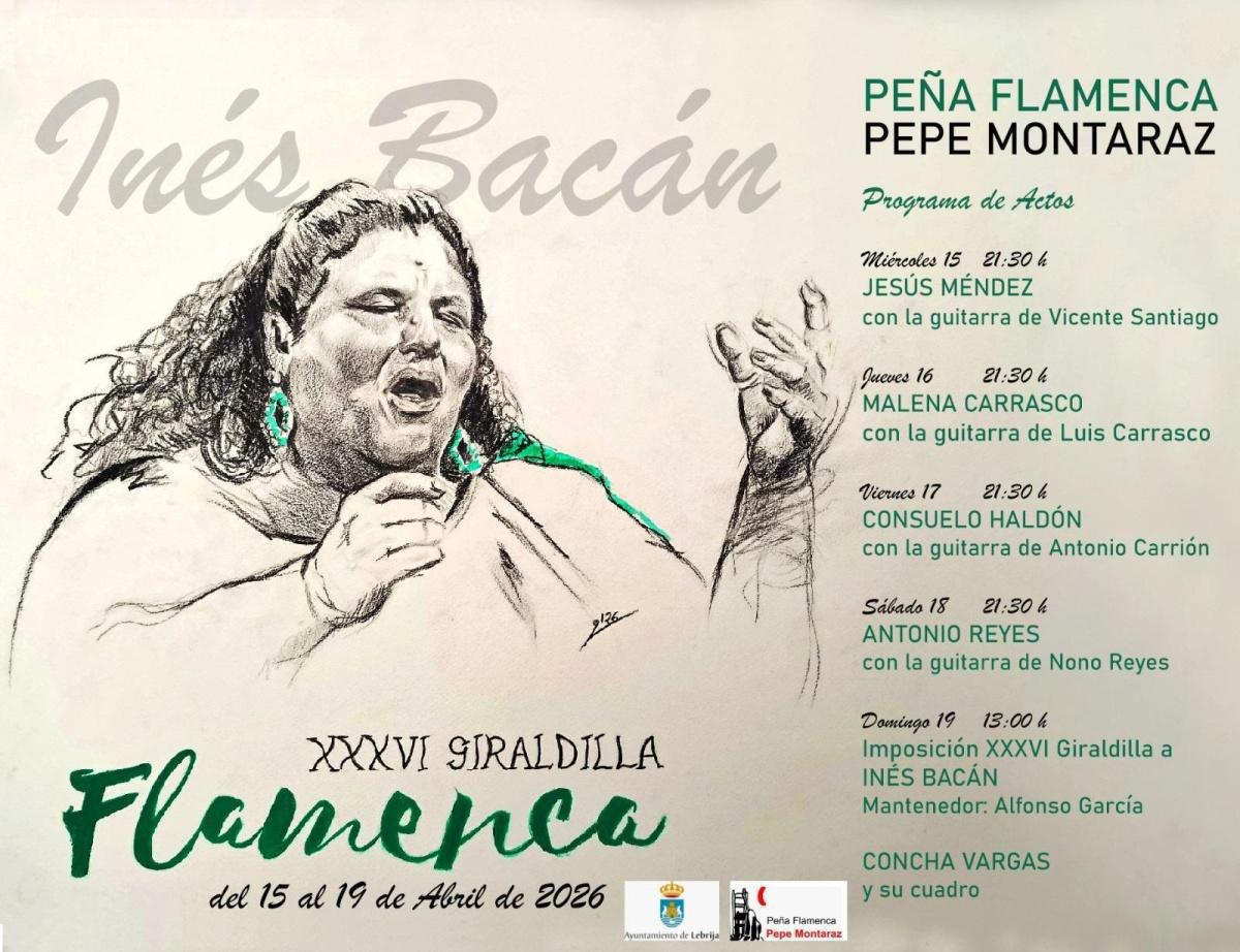 La XXXVI Giraldilla Flamenca rendirá homenaje a Inés Bacán del 15 al 19 de abril de 2026