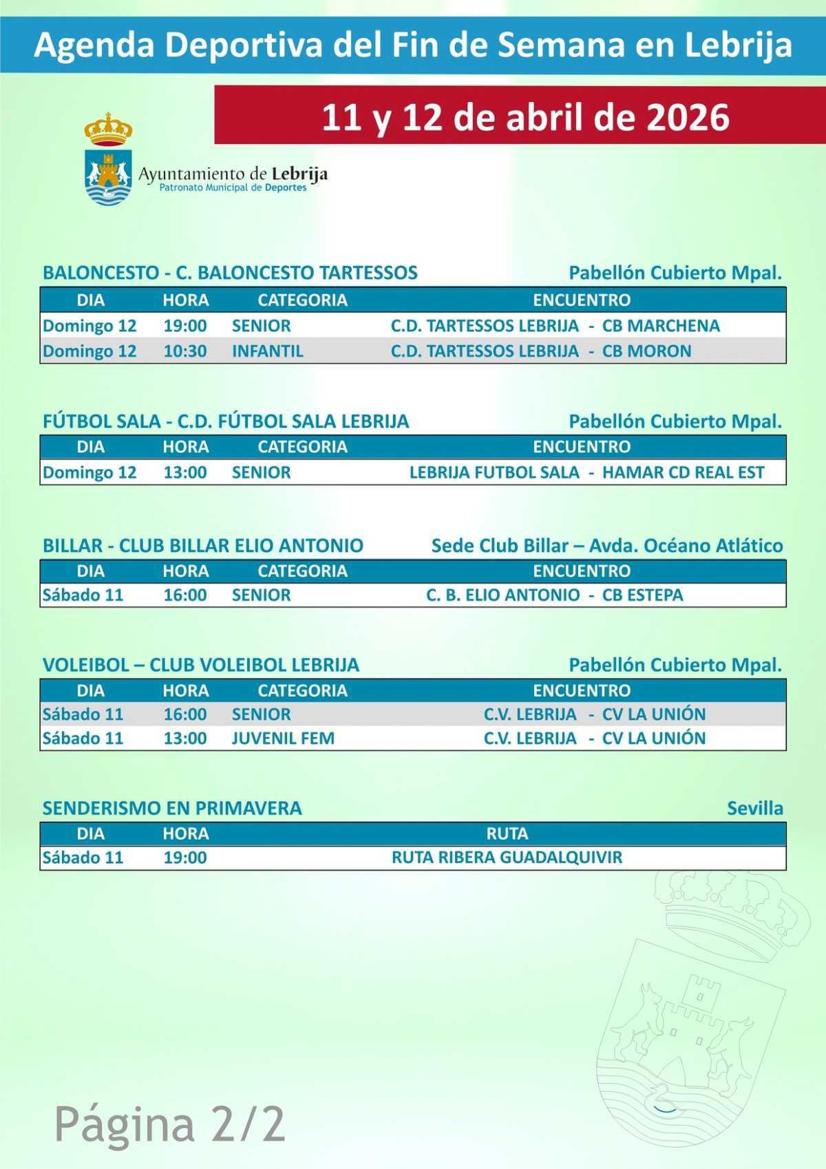 Agenda deportiva del fin de semana en Lebrija