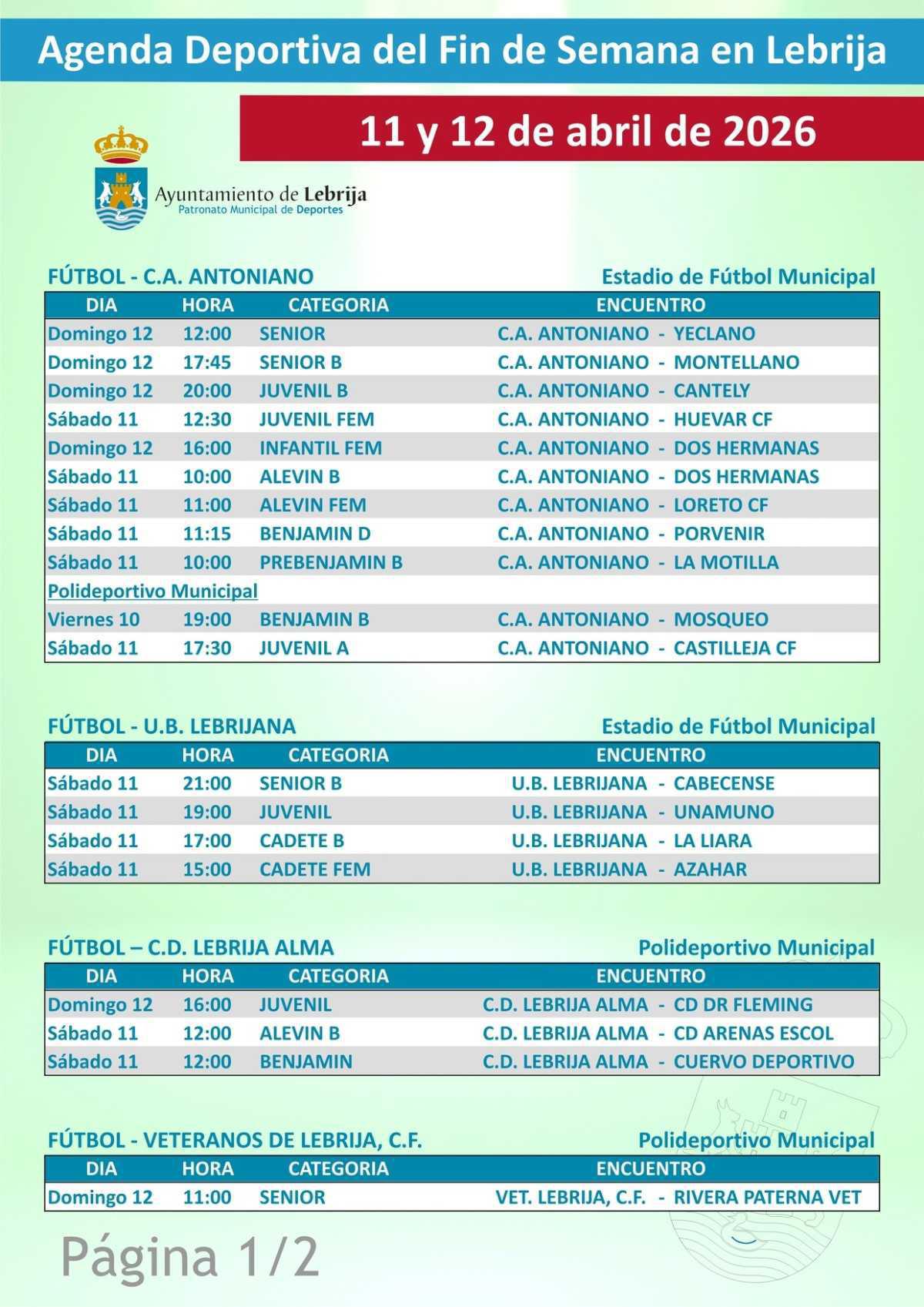 Agenda deportiva del fin de semana en Lebrija