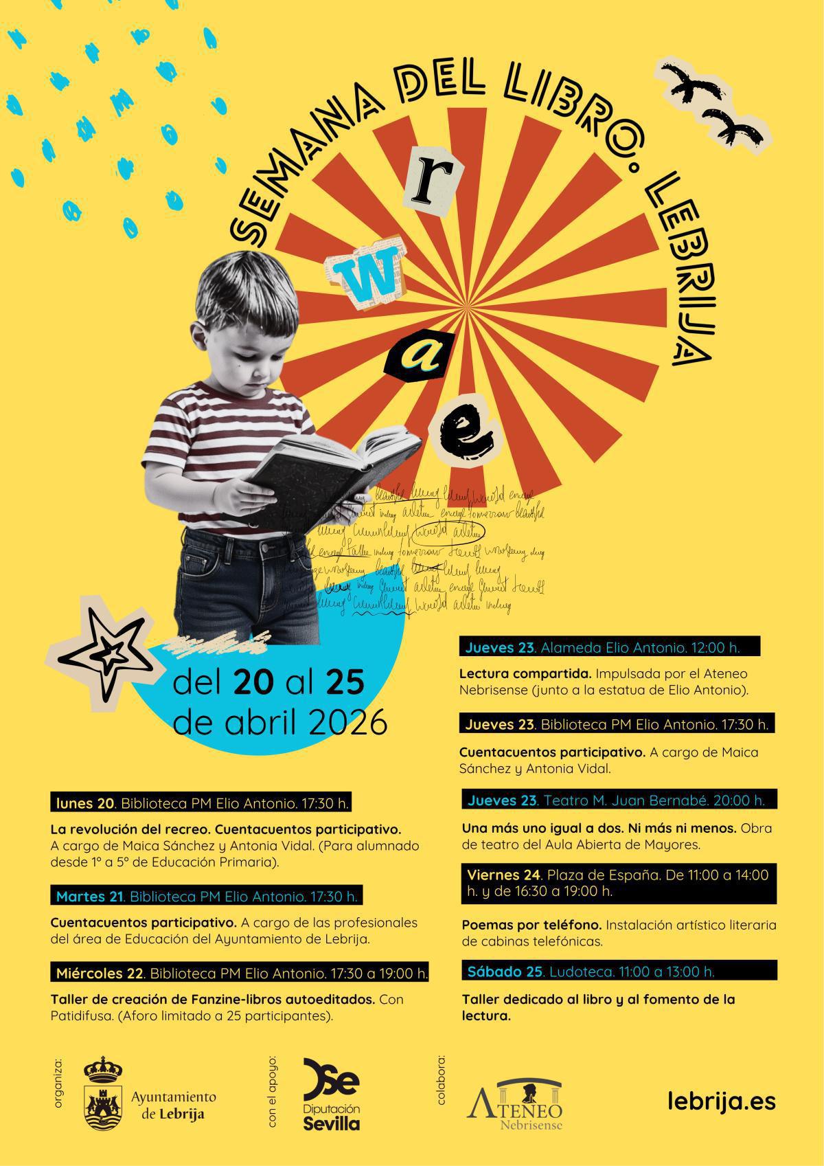 Lebrija celebra la Semana del Libro 2026 con una amplia programación cultural en torno al 23 de abril