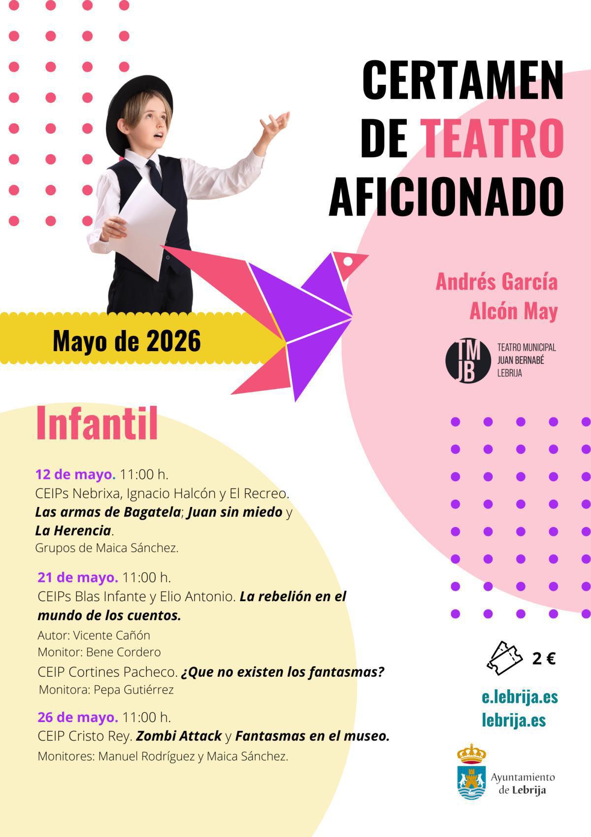 Del 12 de mayo al 27 de junio se celebrará el Certamen de Teatro Aficionado Andrés García Alcón "May"