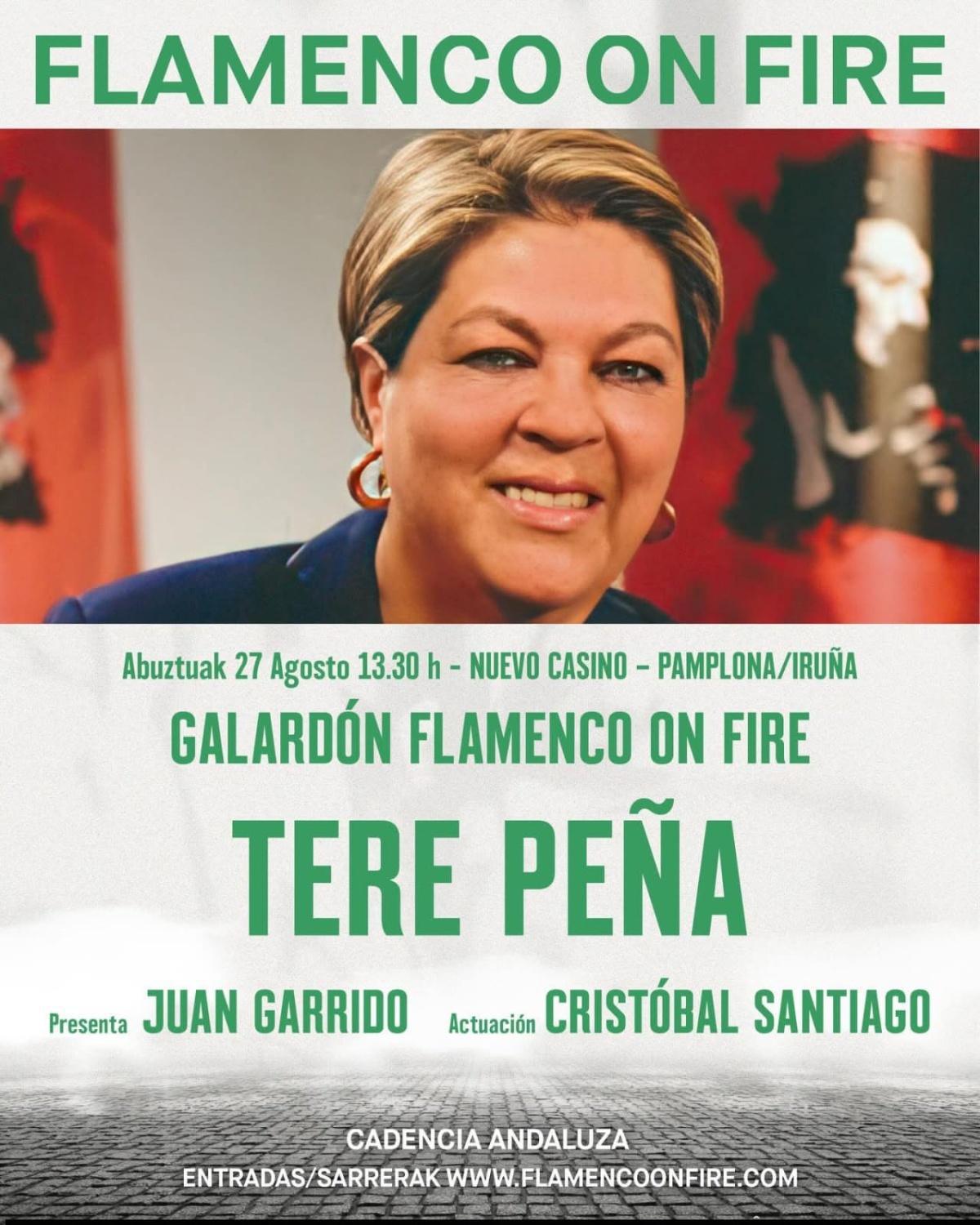 La lebrijana Tere Peña, galardonada por Flamenco On Fire 2026 por su trayectoria en la difusión del arte flamenco