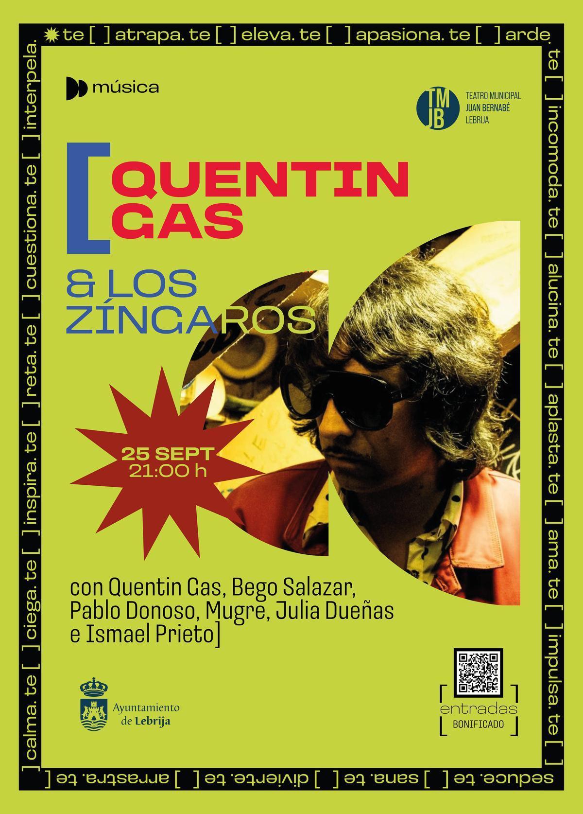 Quentin Gas & Los Zíngaros, apertura oficial de la temporada de otoño del Teatro Municipal Juan Bernabé