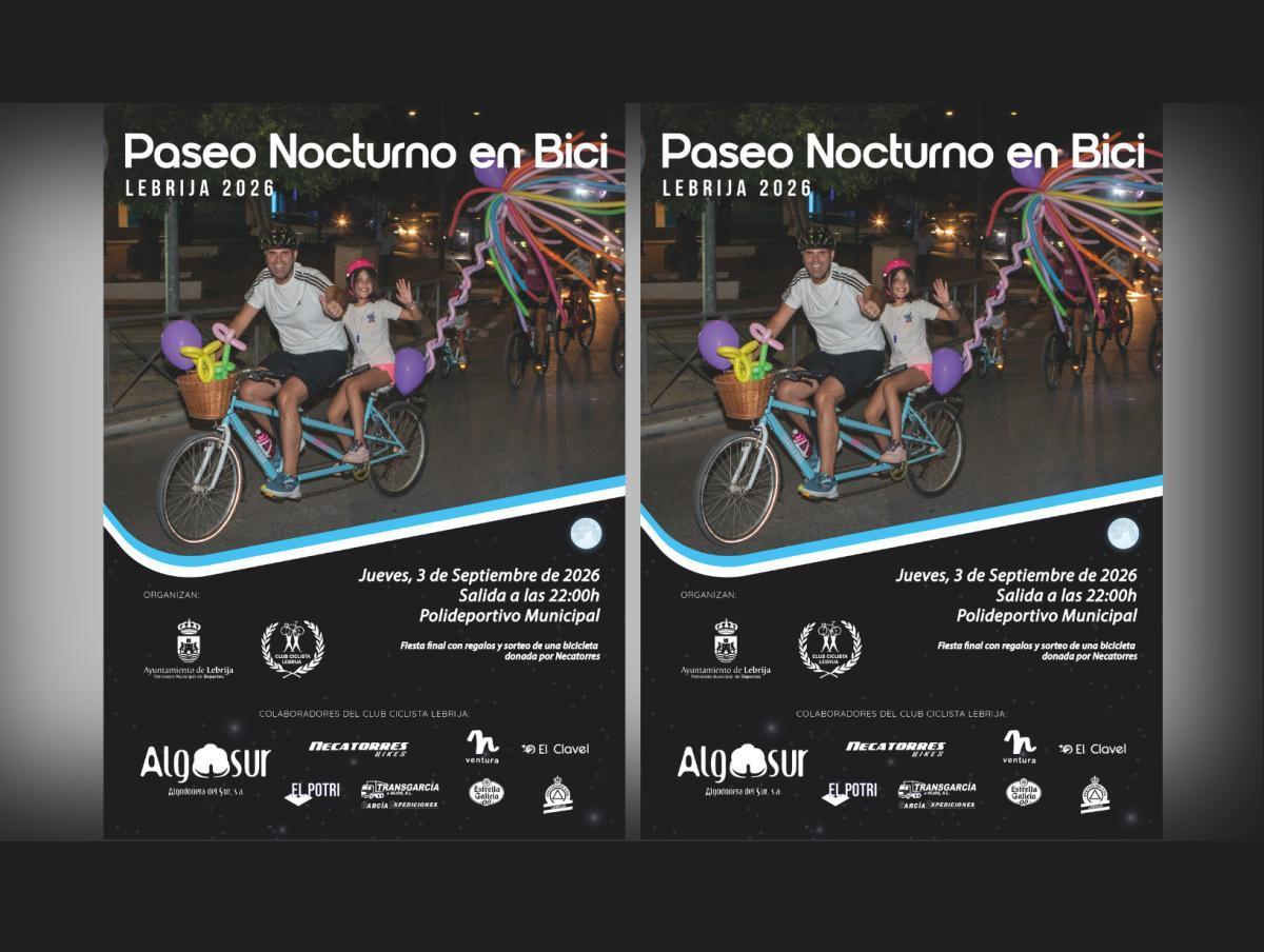 Este jueves 3 de septiembre se celebra el Paseo Nocturno en Bici “Verano 2026”