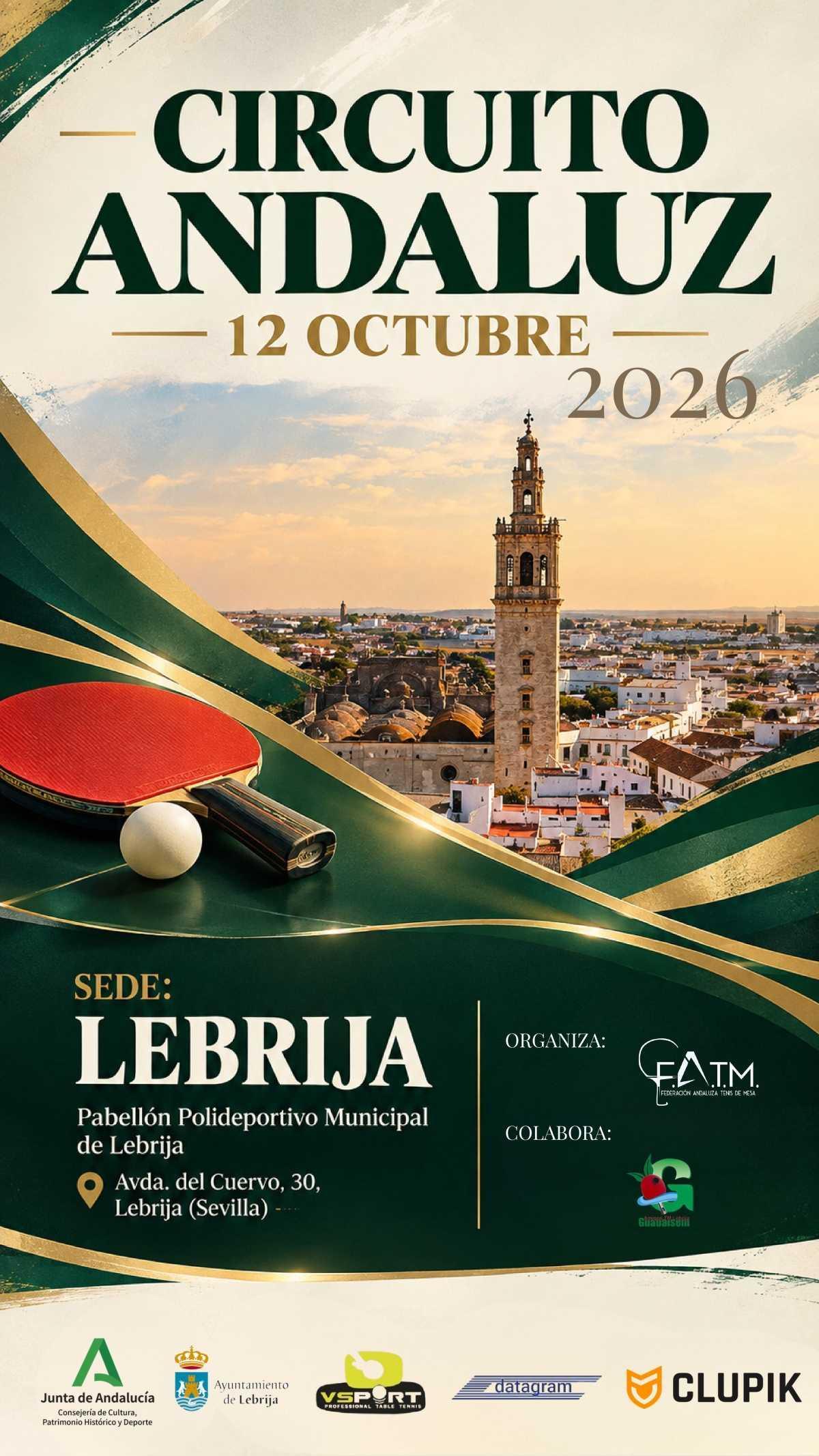 Lebrija acogerá del 10 al 12 de octubre dos importantes citas andaluzas de tenis de mesa