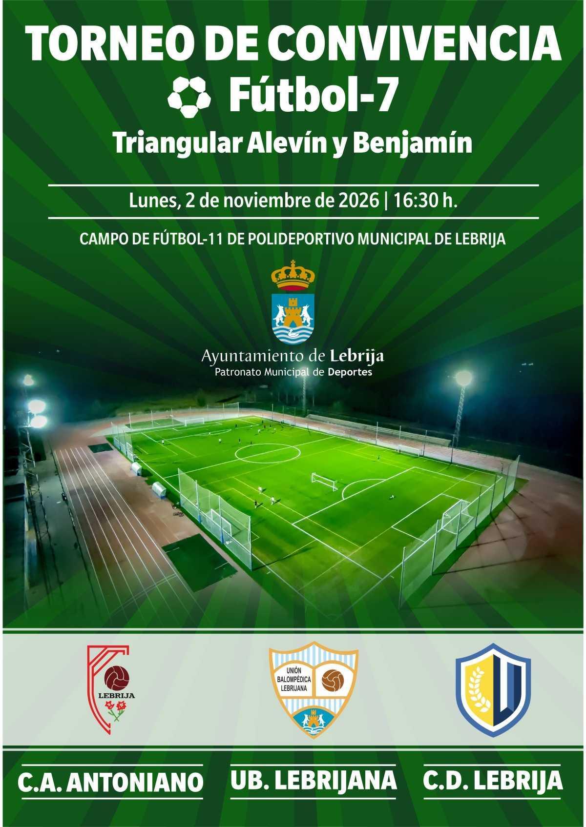 El Polideportivo Municipal acogerá un torneo de convivencia de fútbol 7 en las categorías alevín y benjamín