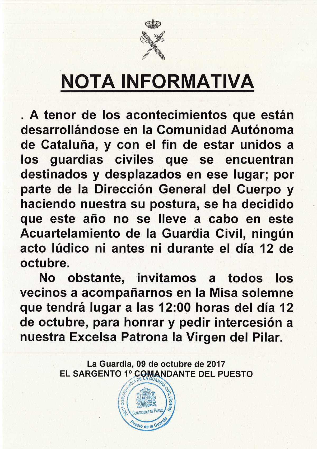 Nota informativa: 12 de octubre