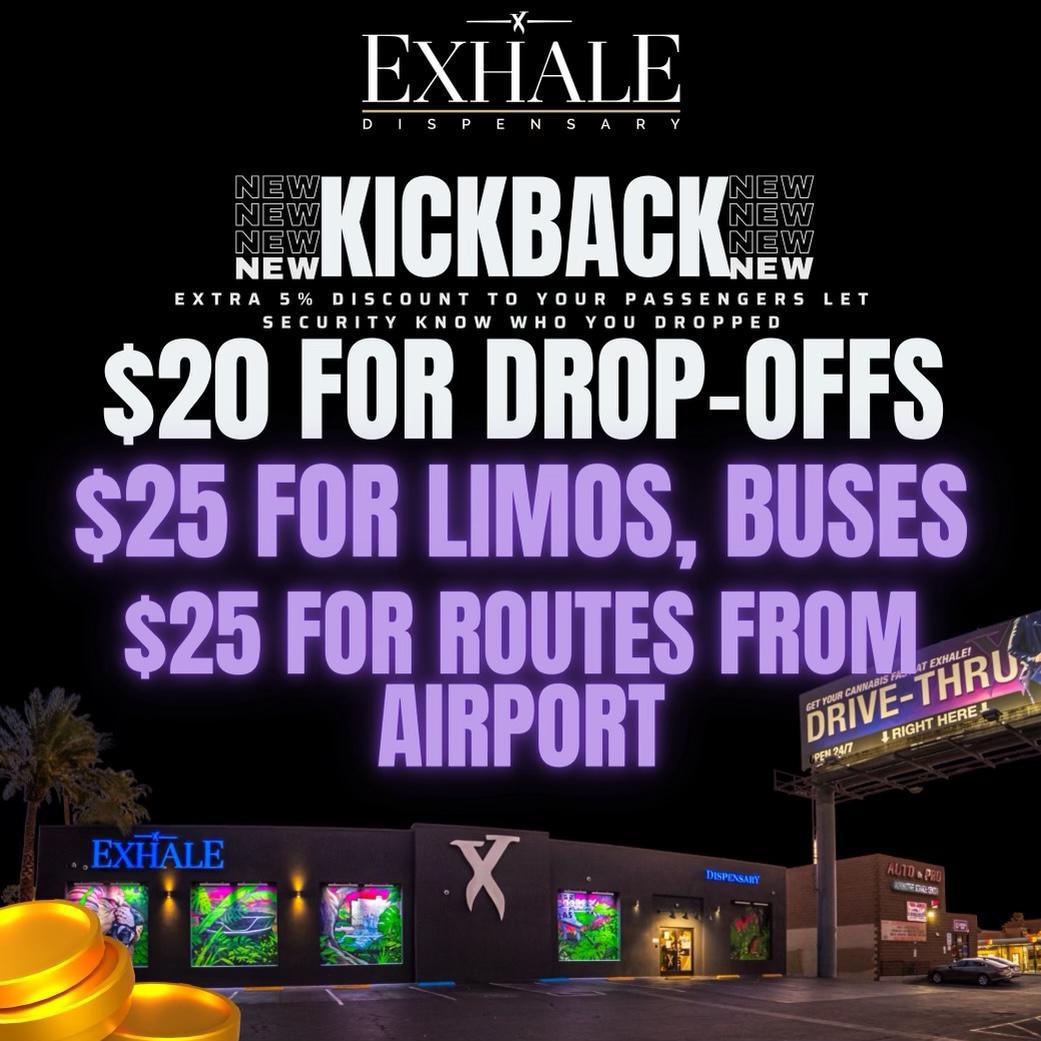 Exhale Dispensary: $20-$25 per drop, Plus rider gets FREE GIFT with CES badge!!  Exhale Dispensary: $20-$25 per drop, Plus rider gets FREE GIFT with CES badge!!
