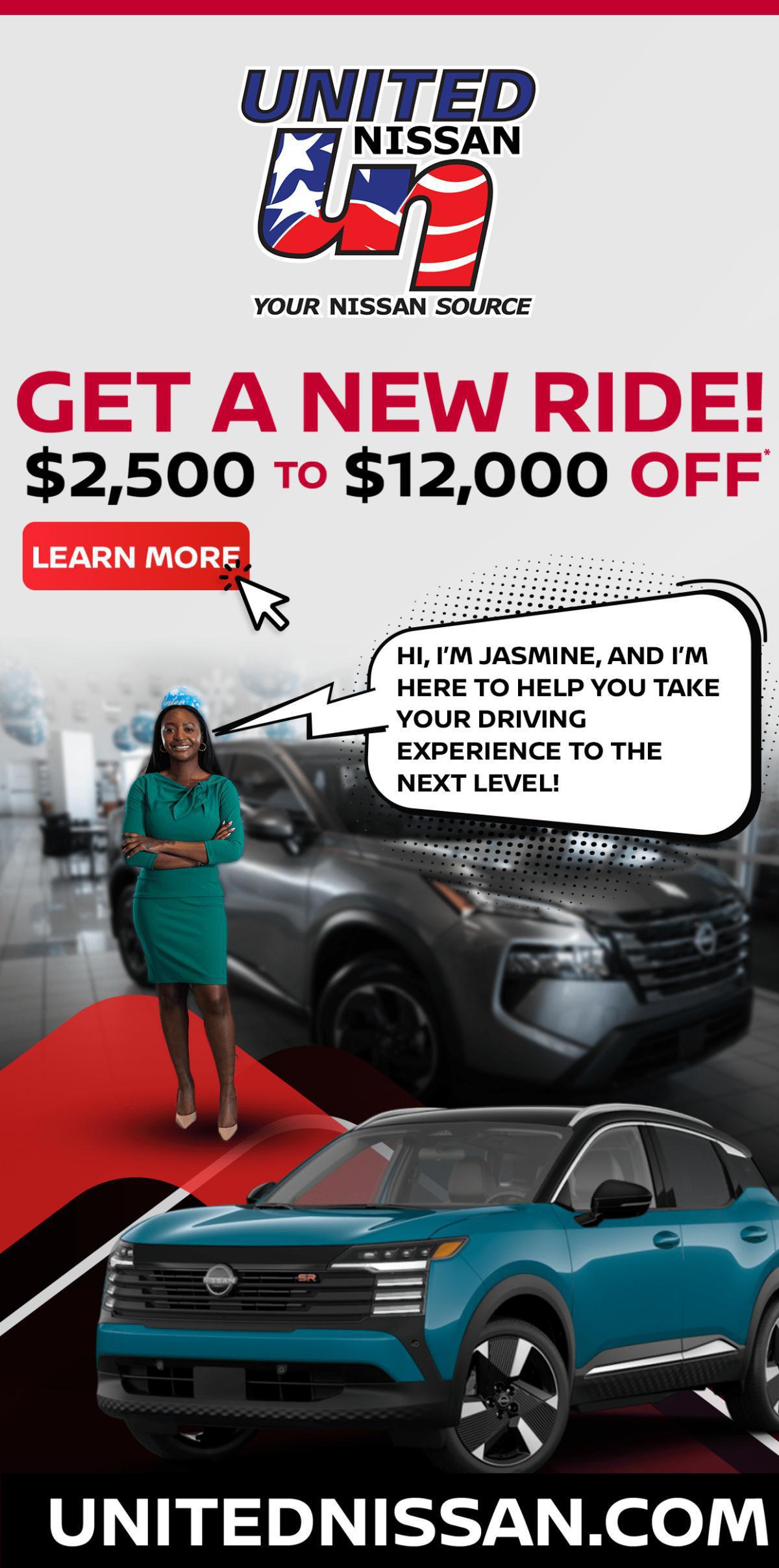 Need A New Ride?! Get up to $12,000 off on a new Nissan only at United Nissan!