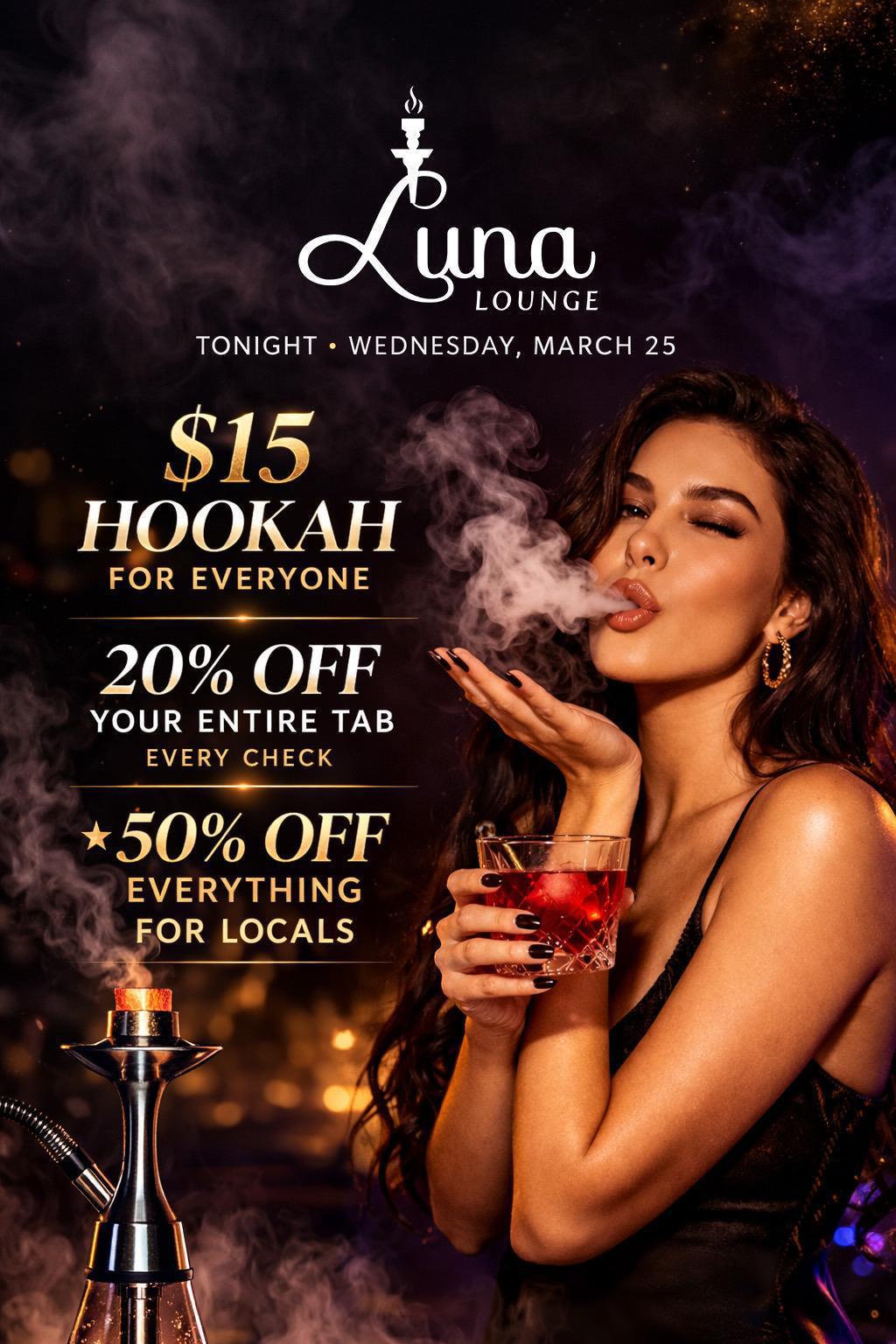 Luna Lounge – Tonight 🌙 Monday Ticket & Prize Giveaway is going down tonight at Luna! Bottle giveaways, Topgolf gift cards, and locals get half off. Drivers — earn $10 per guest (rideshare, taxi, limo). Reservations recommended: lunalasvega