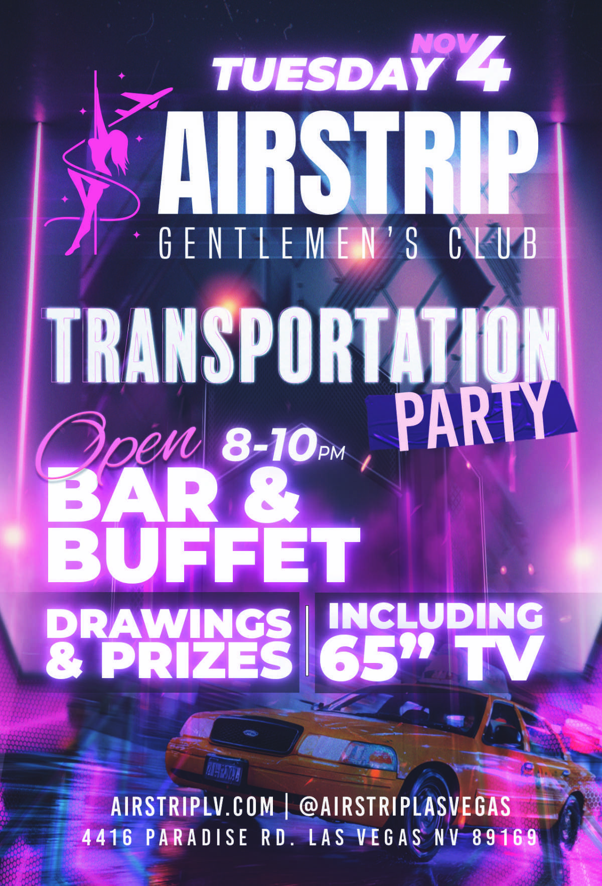 Driver Appreciation Party at AIRSTRIP Gentlemen’s Club Tuesday, Nov 4, 8pm–10pm!