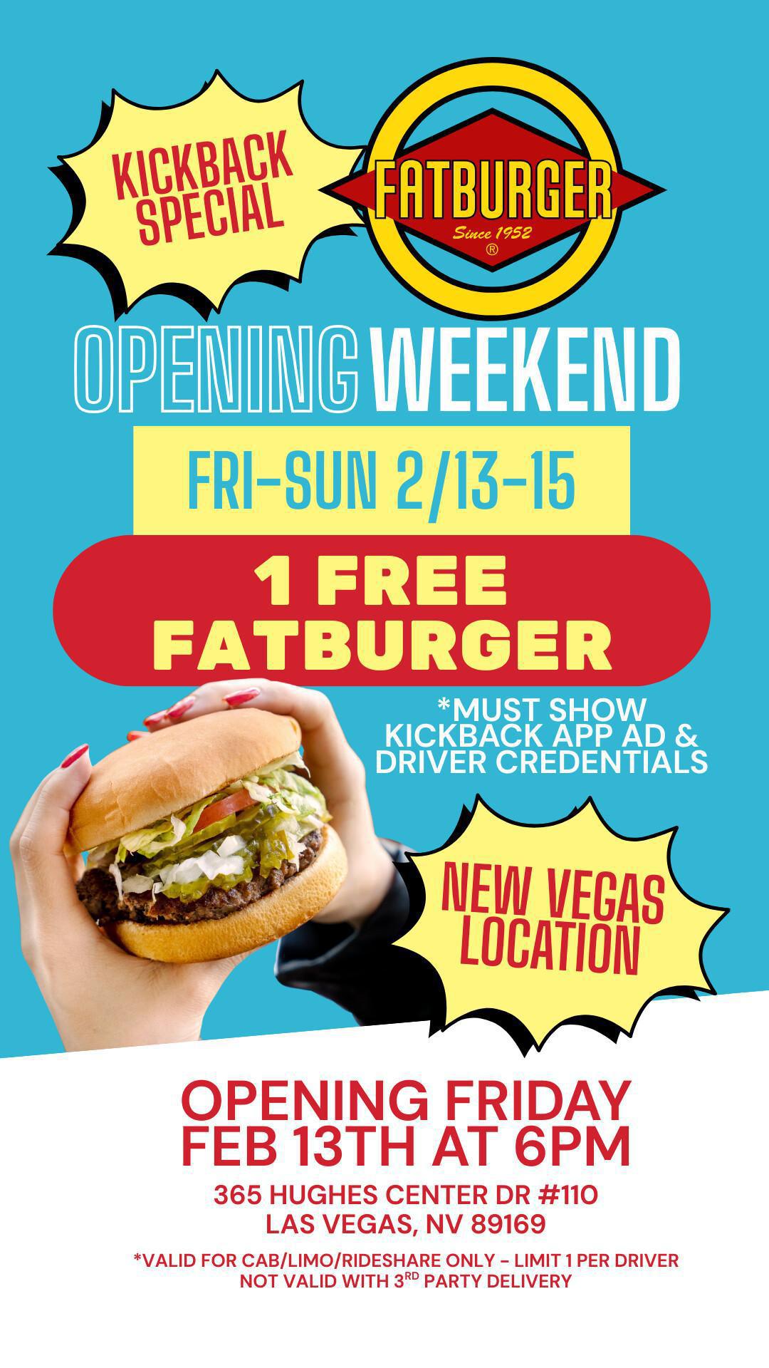 🍔🔥 FREE FATBURGER FOR DRIVERS! 🔥🍔