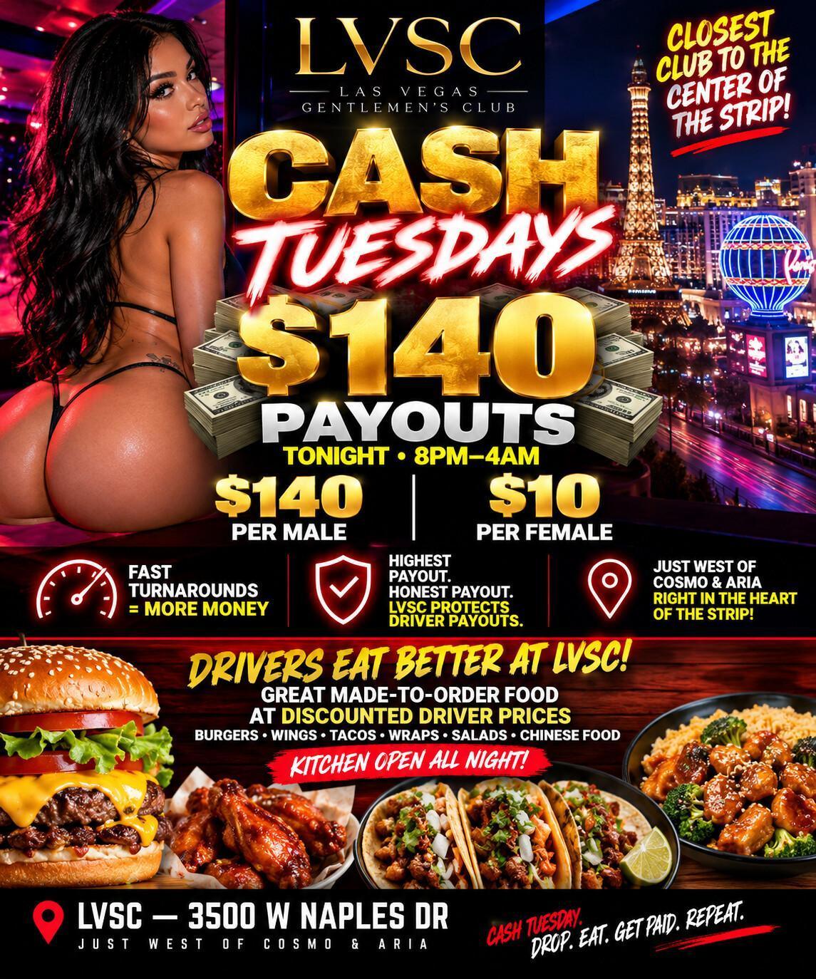 CASH TUESDAYS — $140 PAYOUTS!