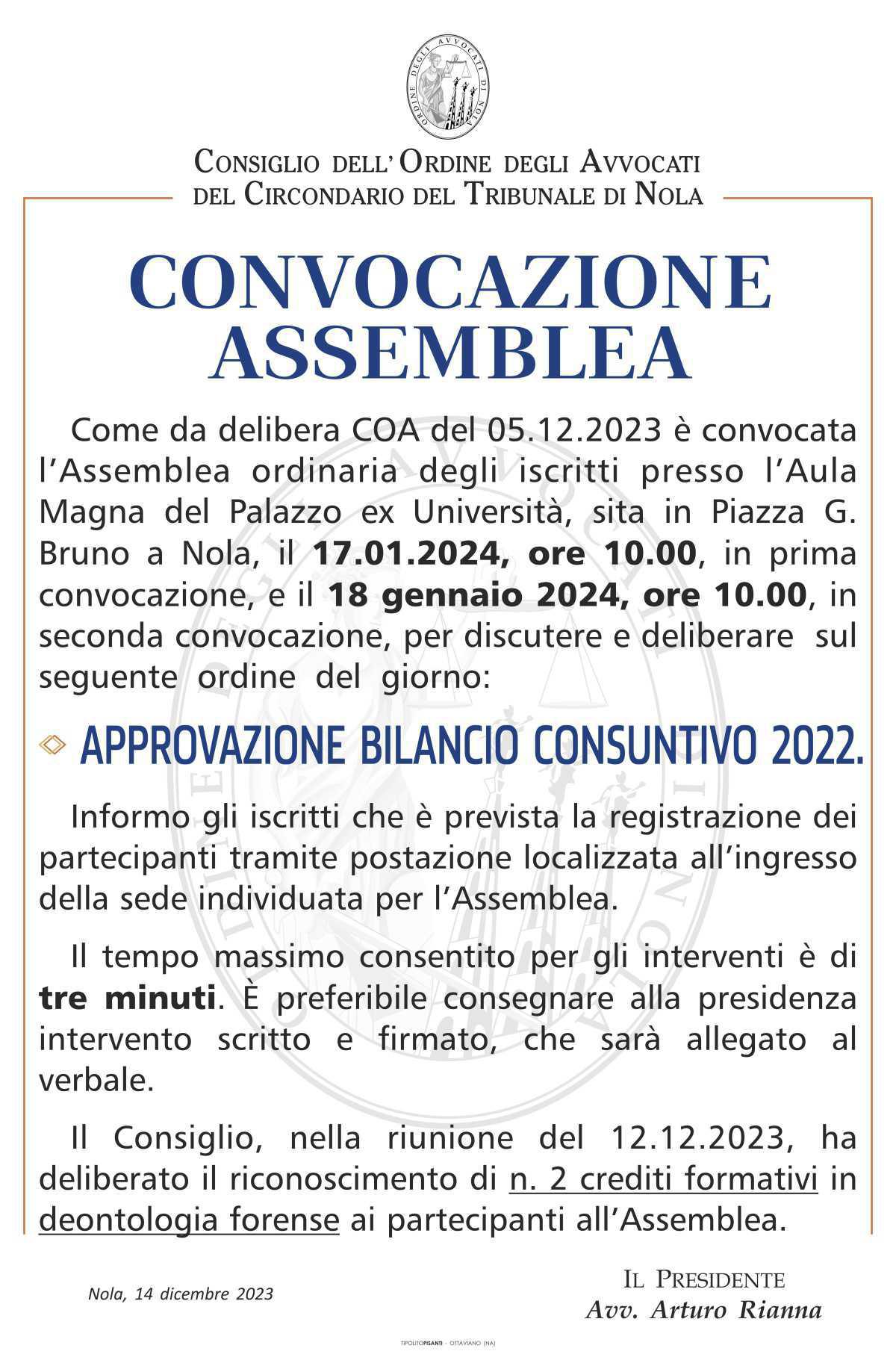 CONVOCAZIONE ASSEMBLEA ORDINARIA CONVOCAZIONE ASSEMBLEA ORDINARIA